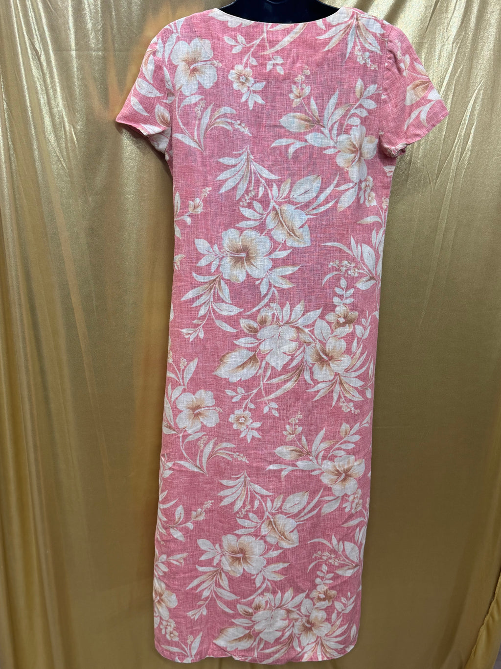 Vintage Jessica Howard 100% Linen Hawaiian Floral Maxi Dress - Large Petite