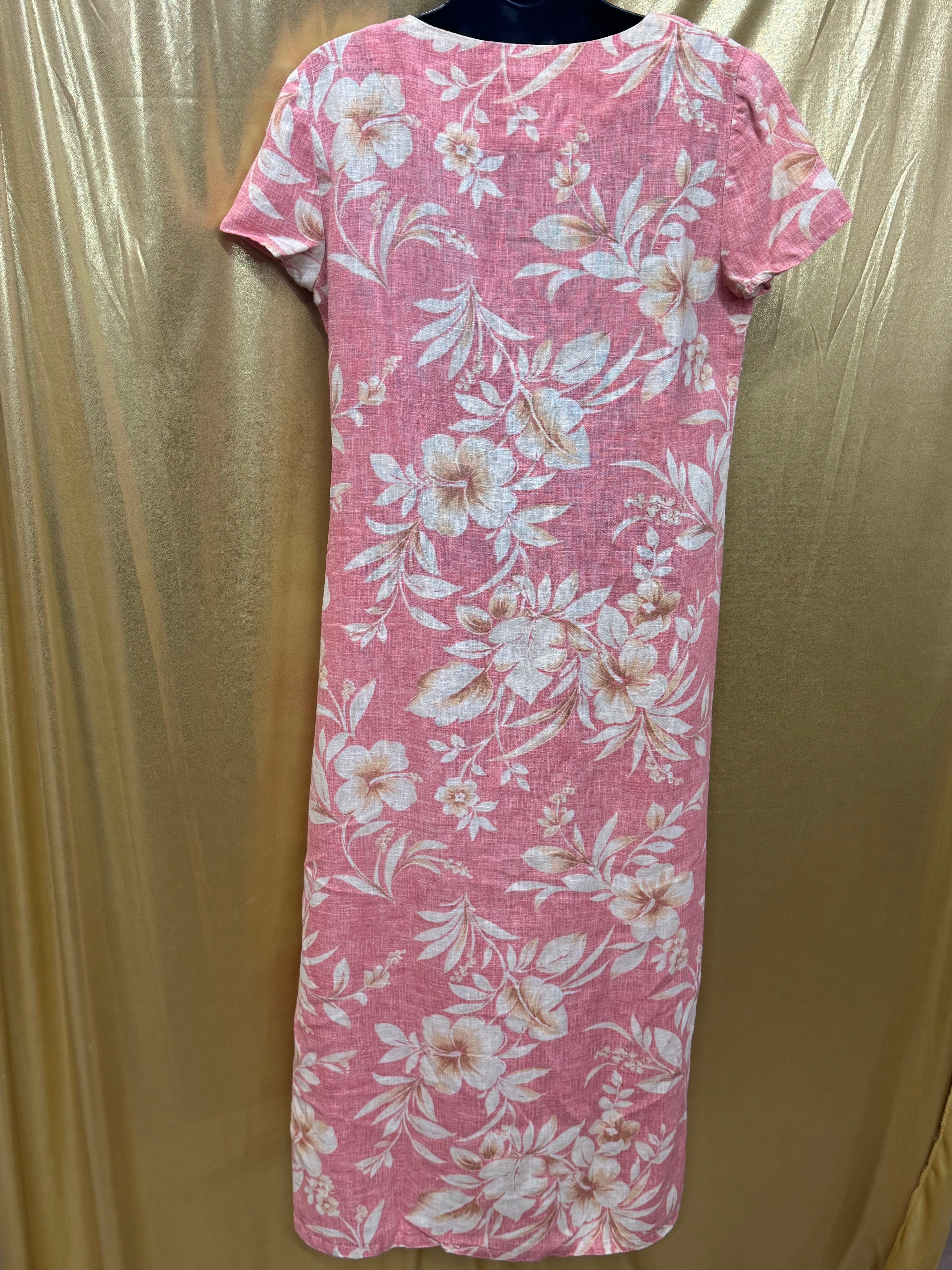 Vintage Jessica Howard 100% Linen Hawaiian Floral Maxi Dress - Large Petite