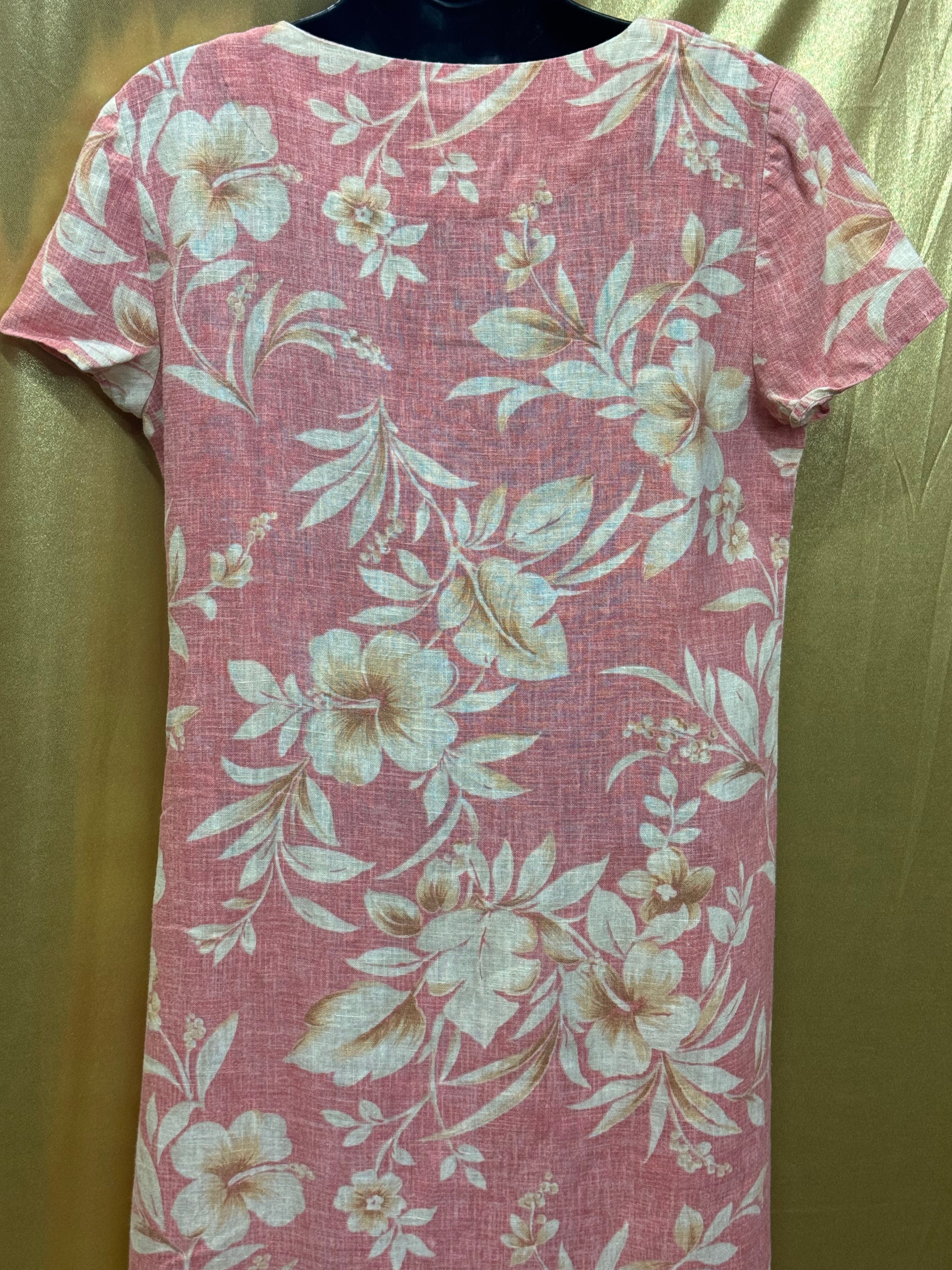 Vintage Jessica Howard 100% Linen Hawaiian Floral Maxi Dress - Large Petite