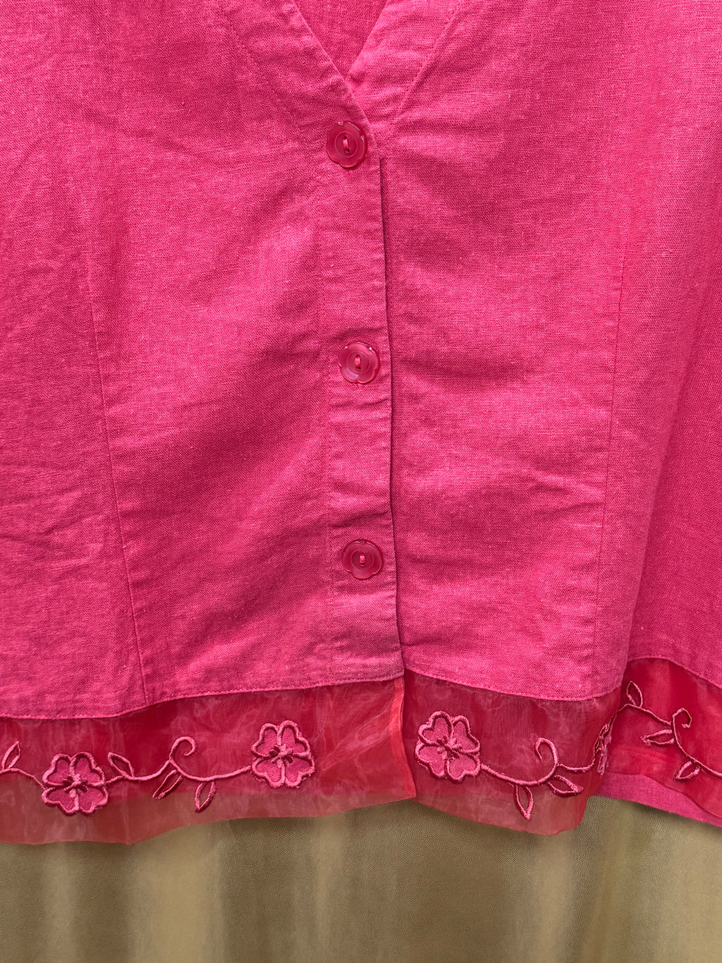 Vintage I.S.C. Linen Blend Maxi Dress & Jacket Set Size L Coral Pink Embroidered Boho