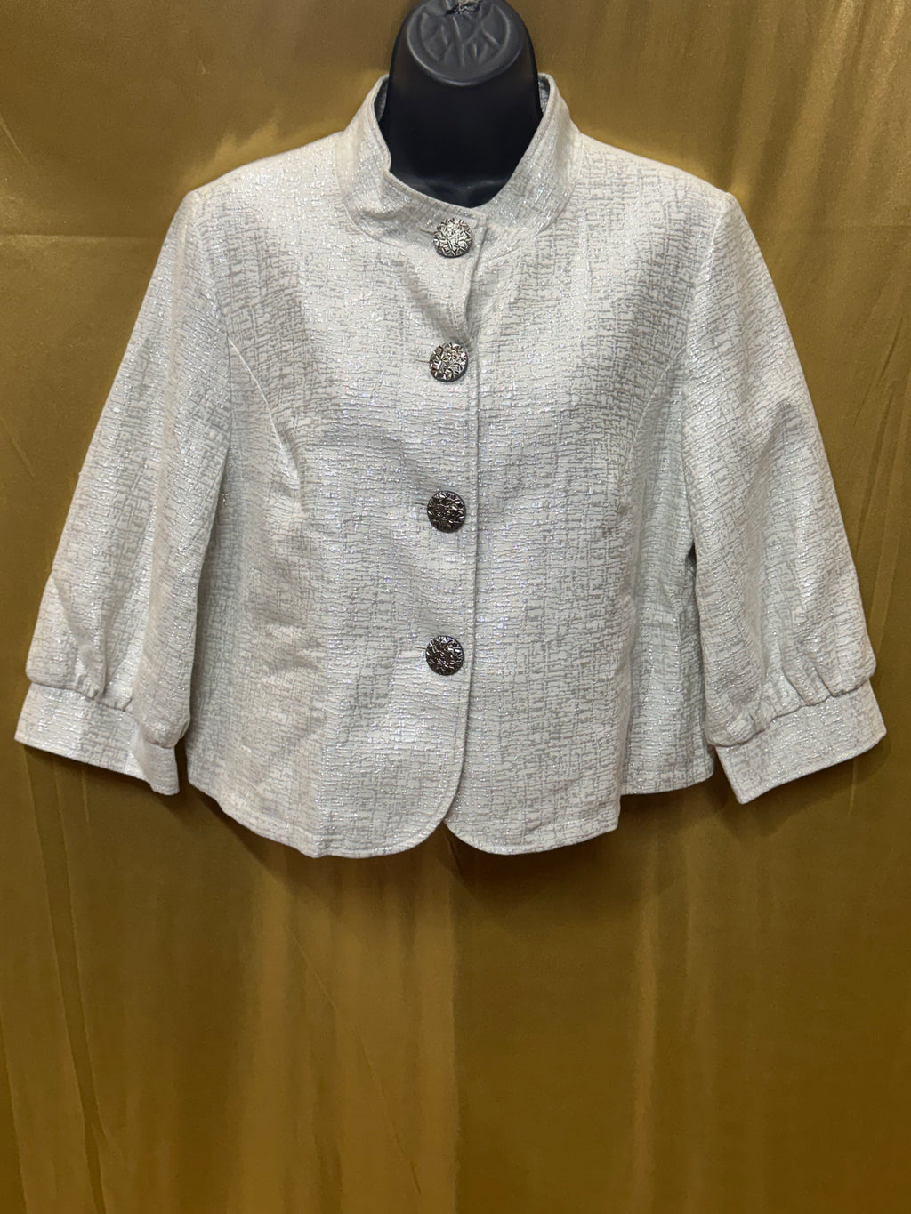 Mossimo Supply Co. Metallic Retro Cropped Blazer - Cream/Silver Shimmer, Size L