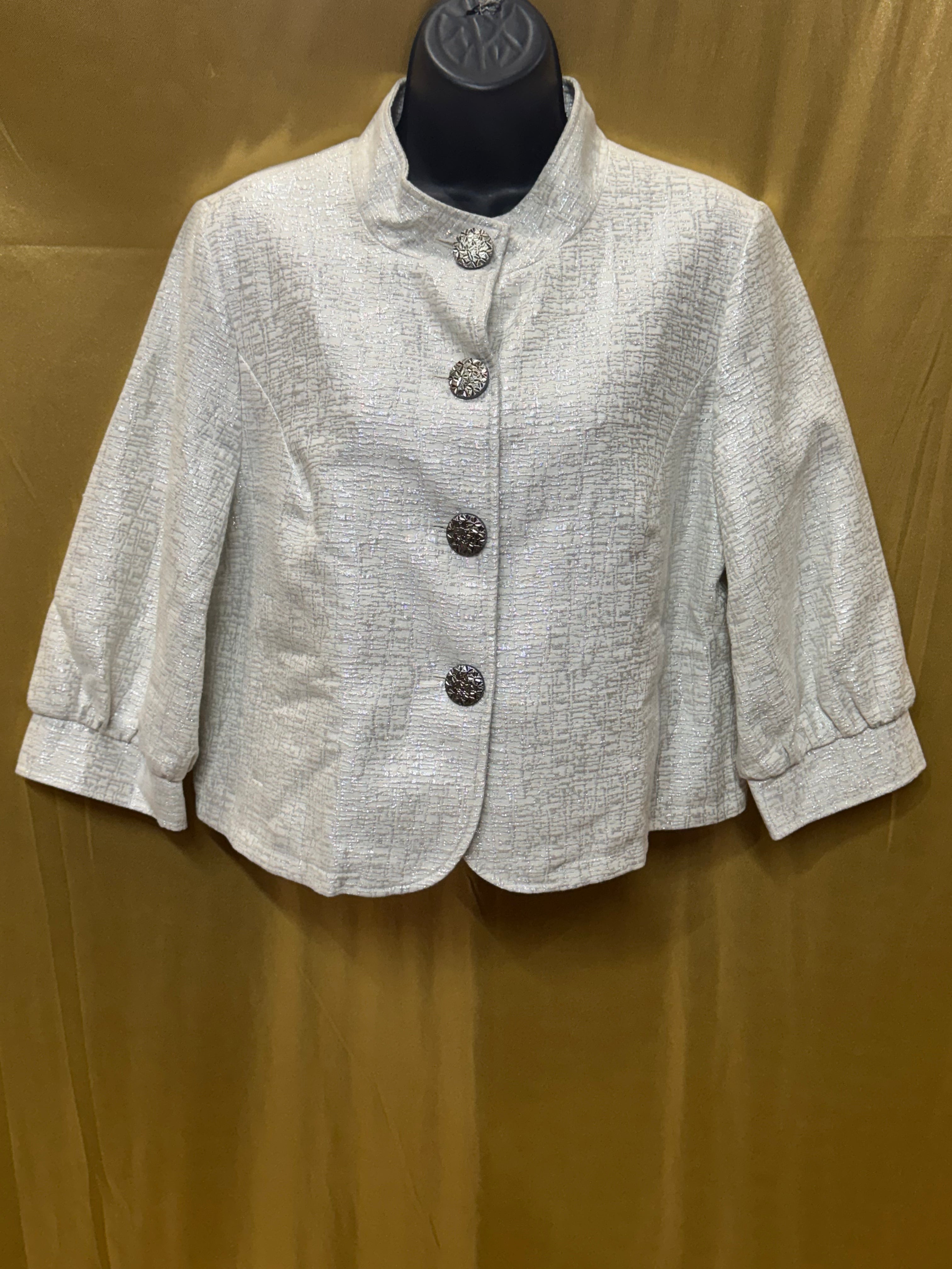 Mossimo Supply Co. Metallic Retro Cropped Blazer - Cream/Silver Shimmer, Size L