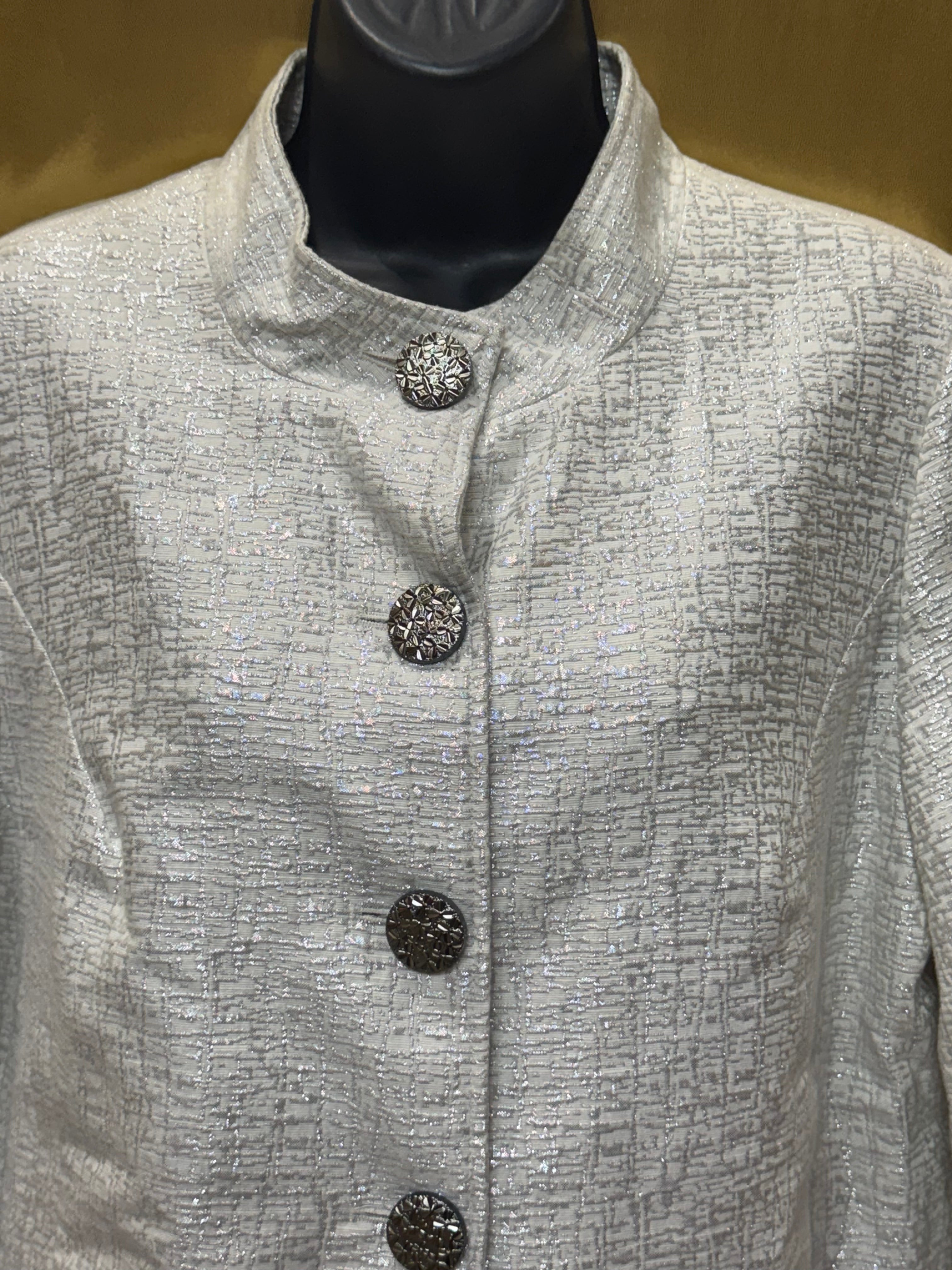 Mossimo Supply Co. Metallic Retro Cropped Blazer - Cream/Silver Shimmer, Size L