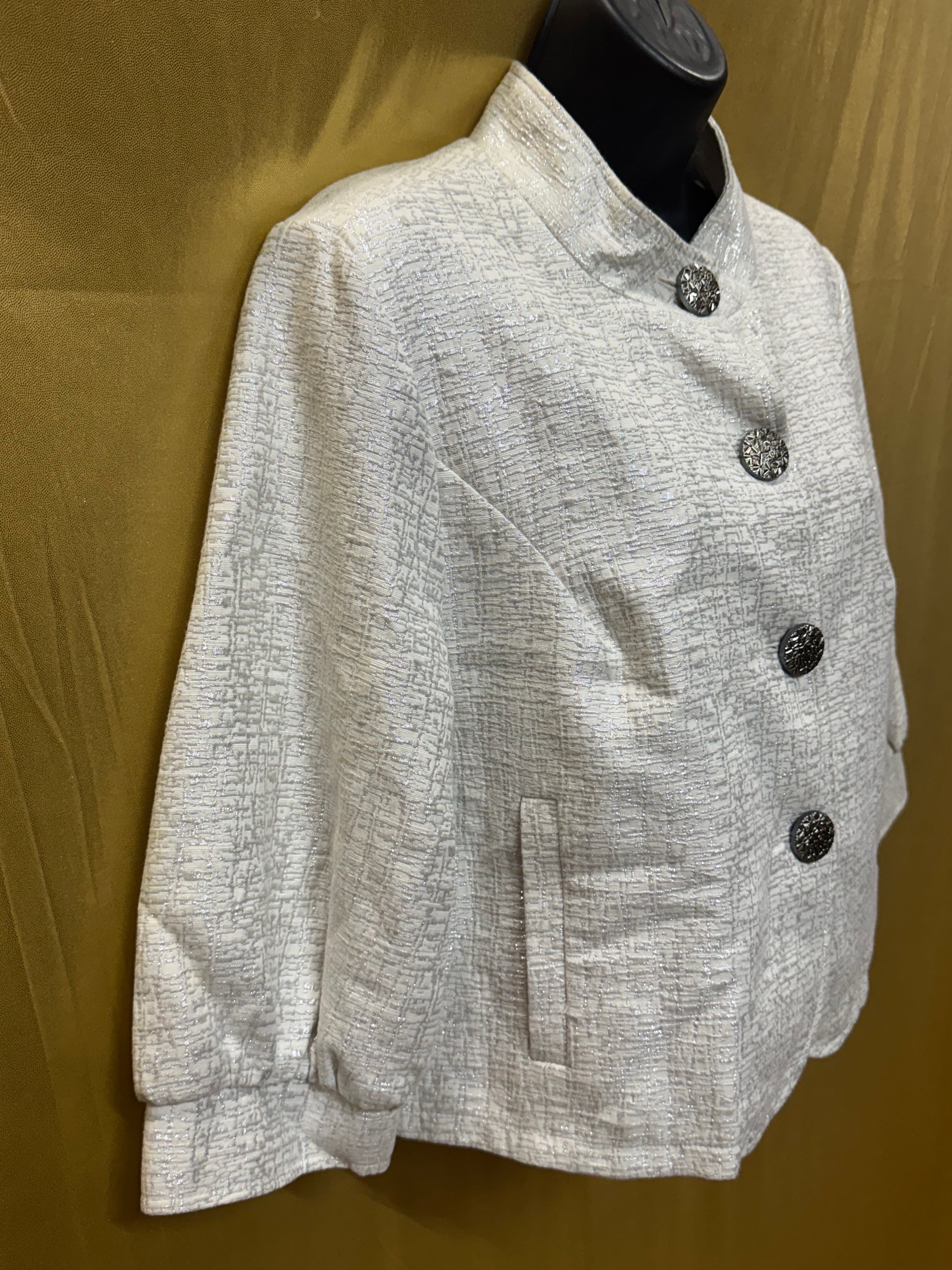 Mossimo Supply Co. Metallic Retro Cropped Blazer - Cream/Silver Shimmer, Size L