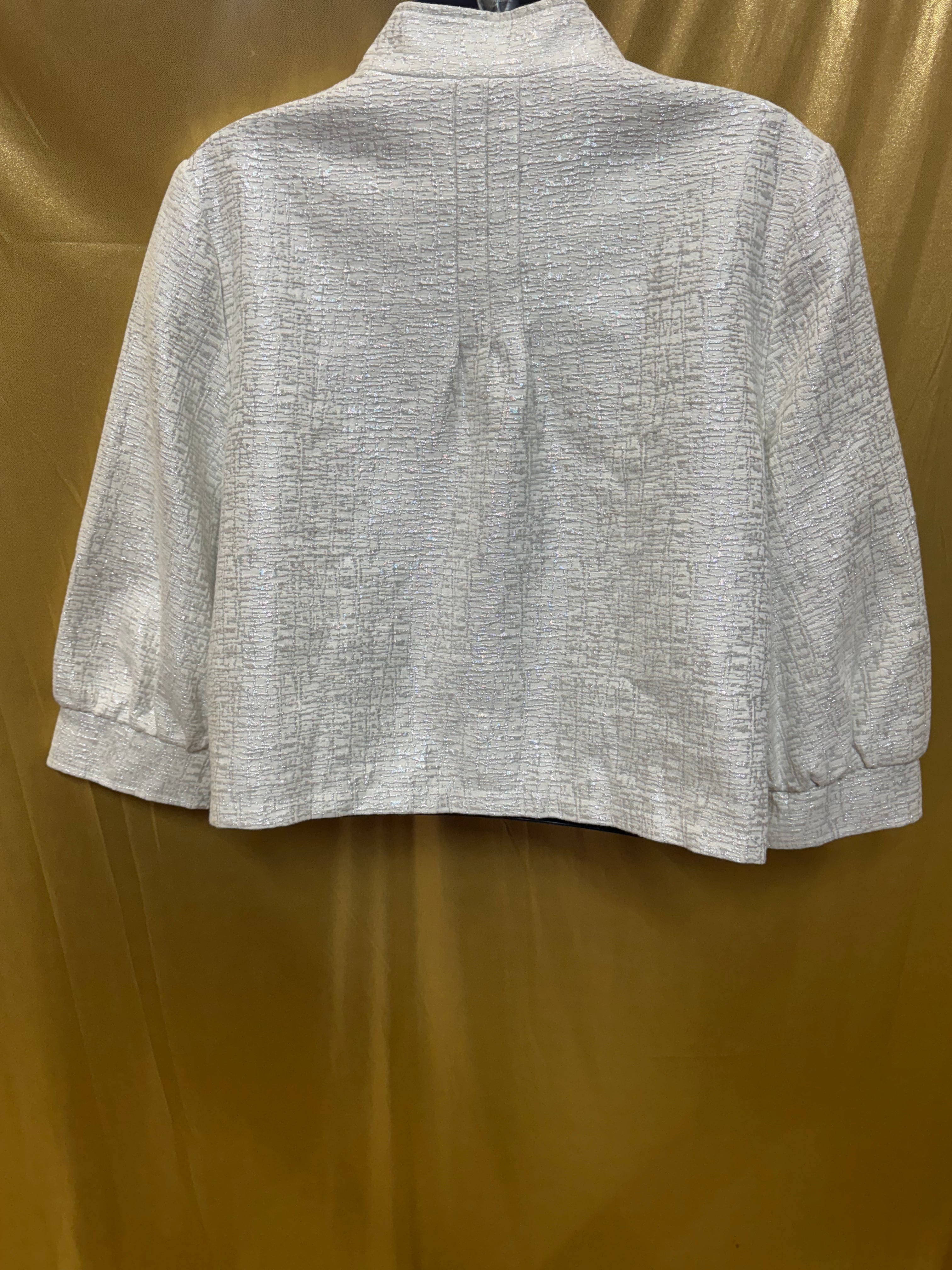 Mossimo Supply Co. Metallic Retro Cropped Blazer - Cream/Silver Shimmer, Size L