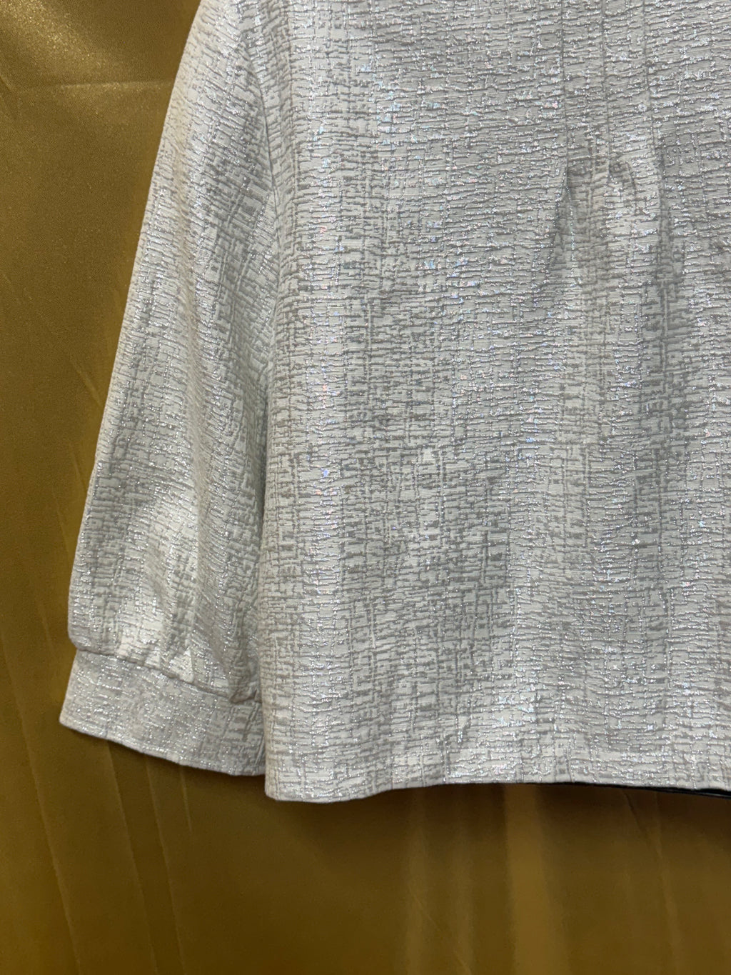 Mossimo Supply Co. Metallic Retro Cropped Blazer - Cream/Silver Shimmer, Size L