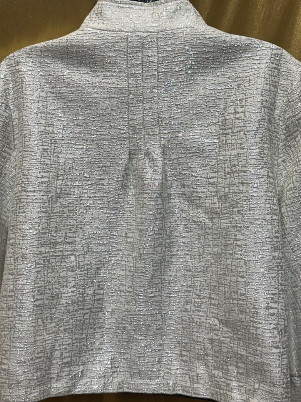 Mossimo Supply Co. Metallic Retro Cropped Blazer - Cream/Silver Shimmer, Size L