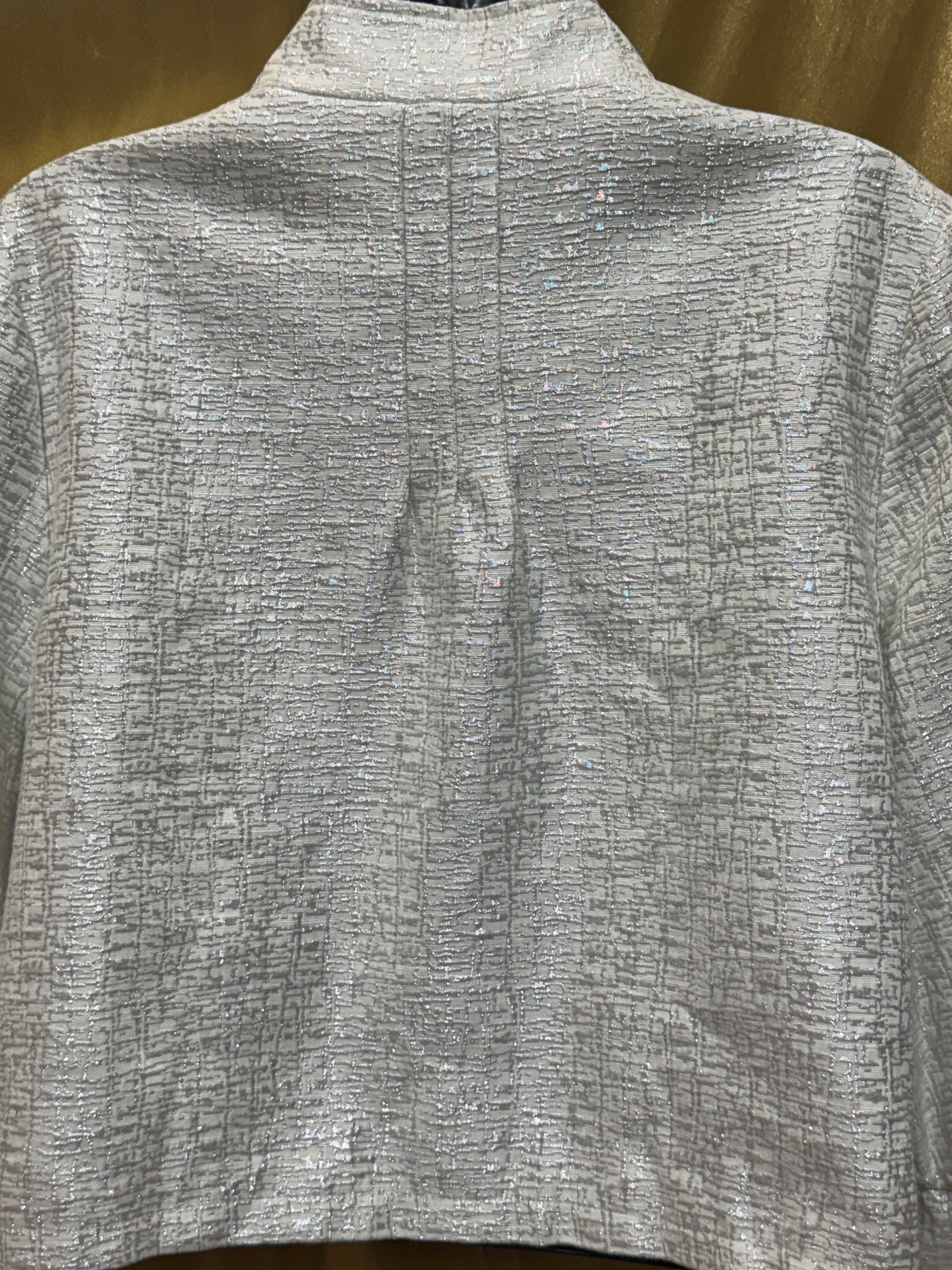 Mossimo Supply Co. Metallic Retro Cropped Blazer - Cream/Silver Shimmer, Size L