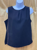 Dalia Collection Black Sleeveless Top with Metallic Trim - Size M