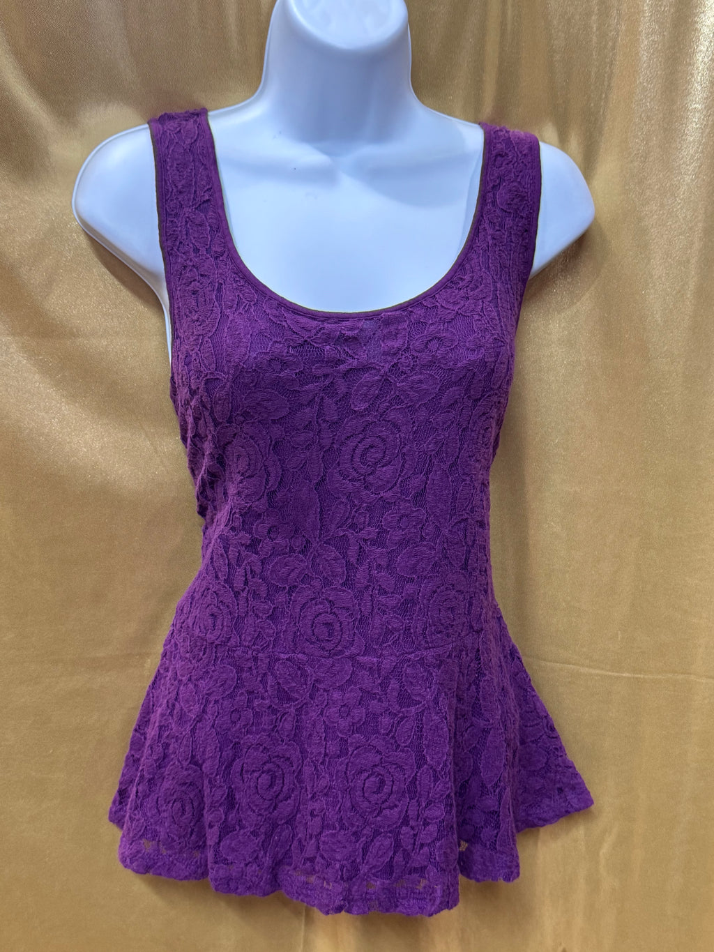 LOFT Purple Floral Lace Peplum Tank Top | Size Medium