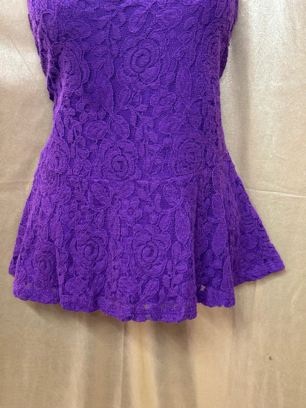 LOFT Purple Floral Lace Peplum Tank Top | Size Medium