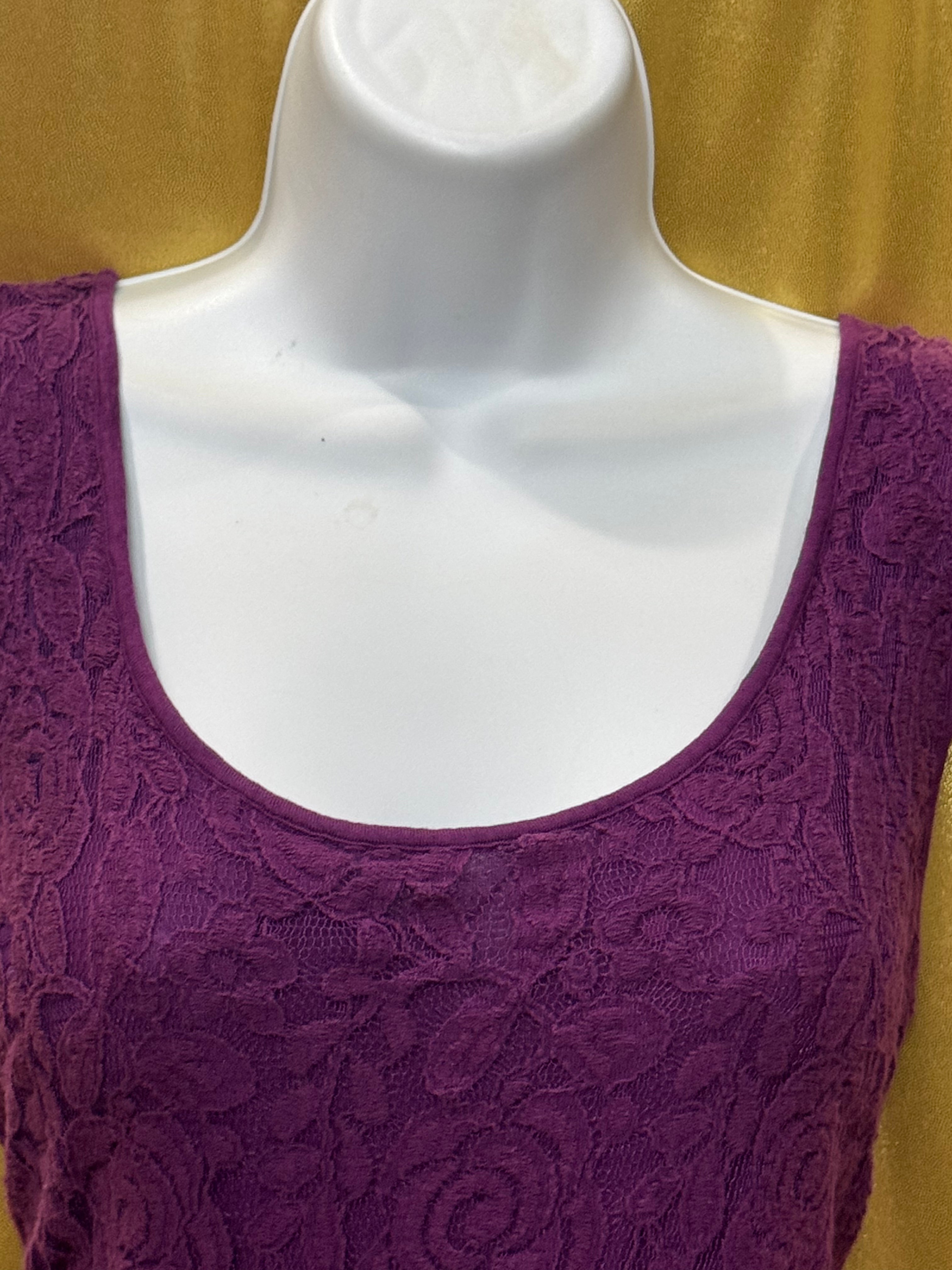 LOFT Purple Floral Lace Peplum Tank Top | Size Medium