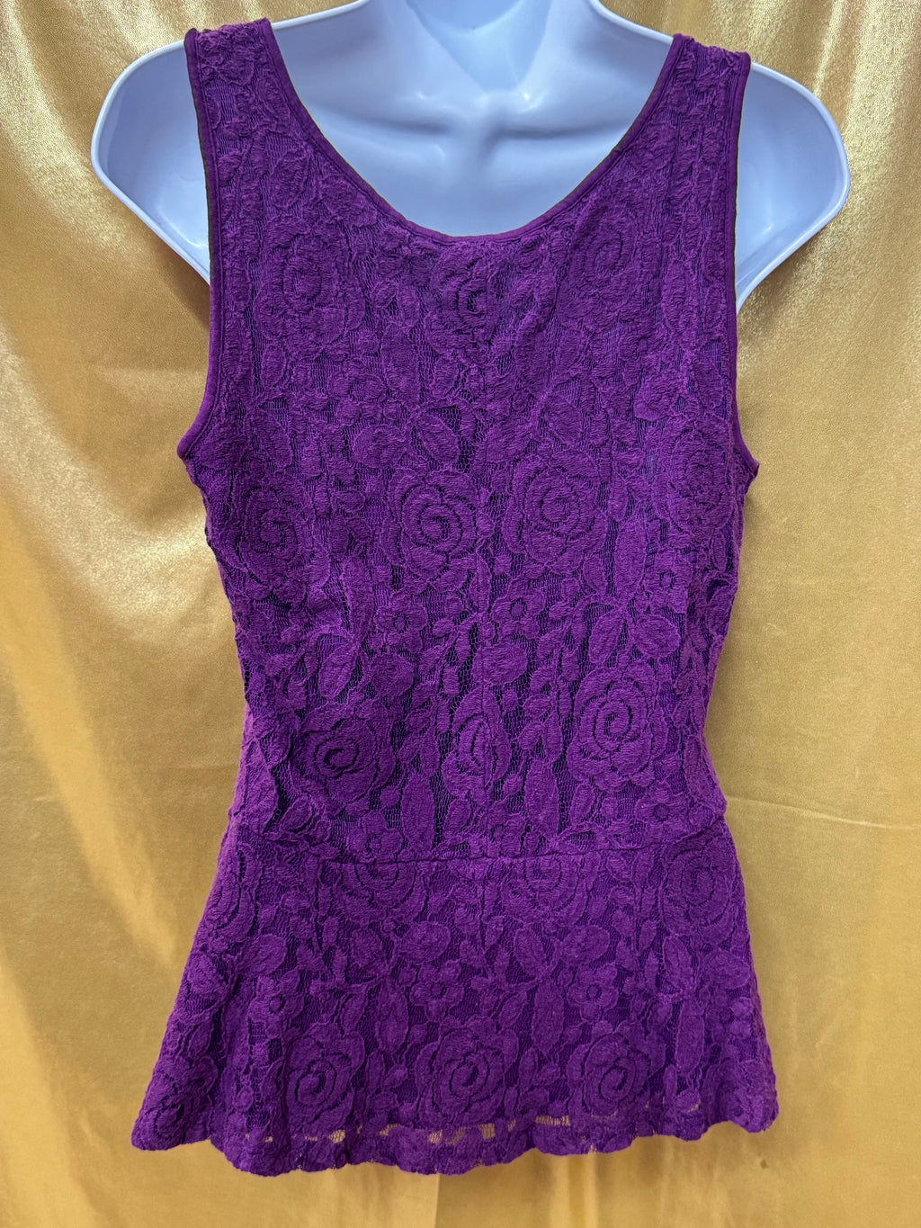 LOFT Purple Floral Lace Peplum Tank Top | Size Medium