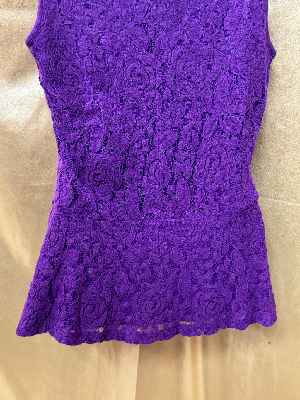 LOFT Purple Floral Lace Peplum Tank Top | Size Medium