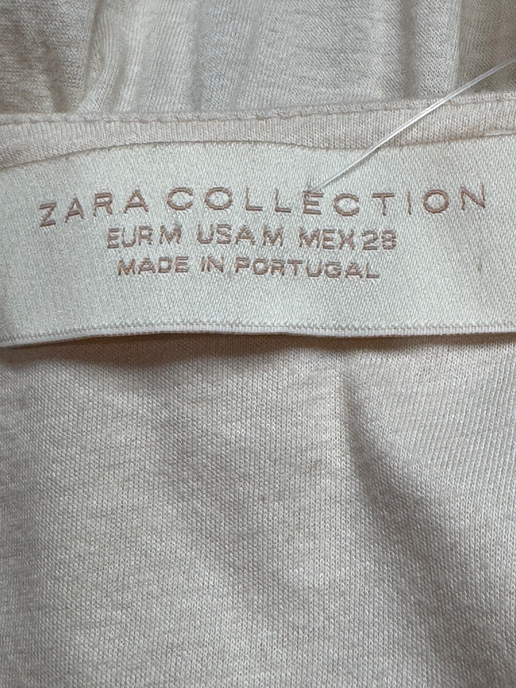 Zara Collection Cream Cotton Blouse | Smocked Yoke Ruffle Cap Sleeve Top Medium