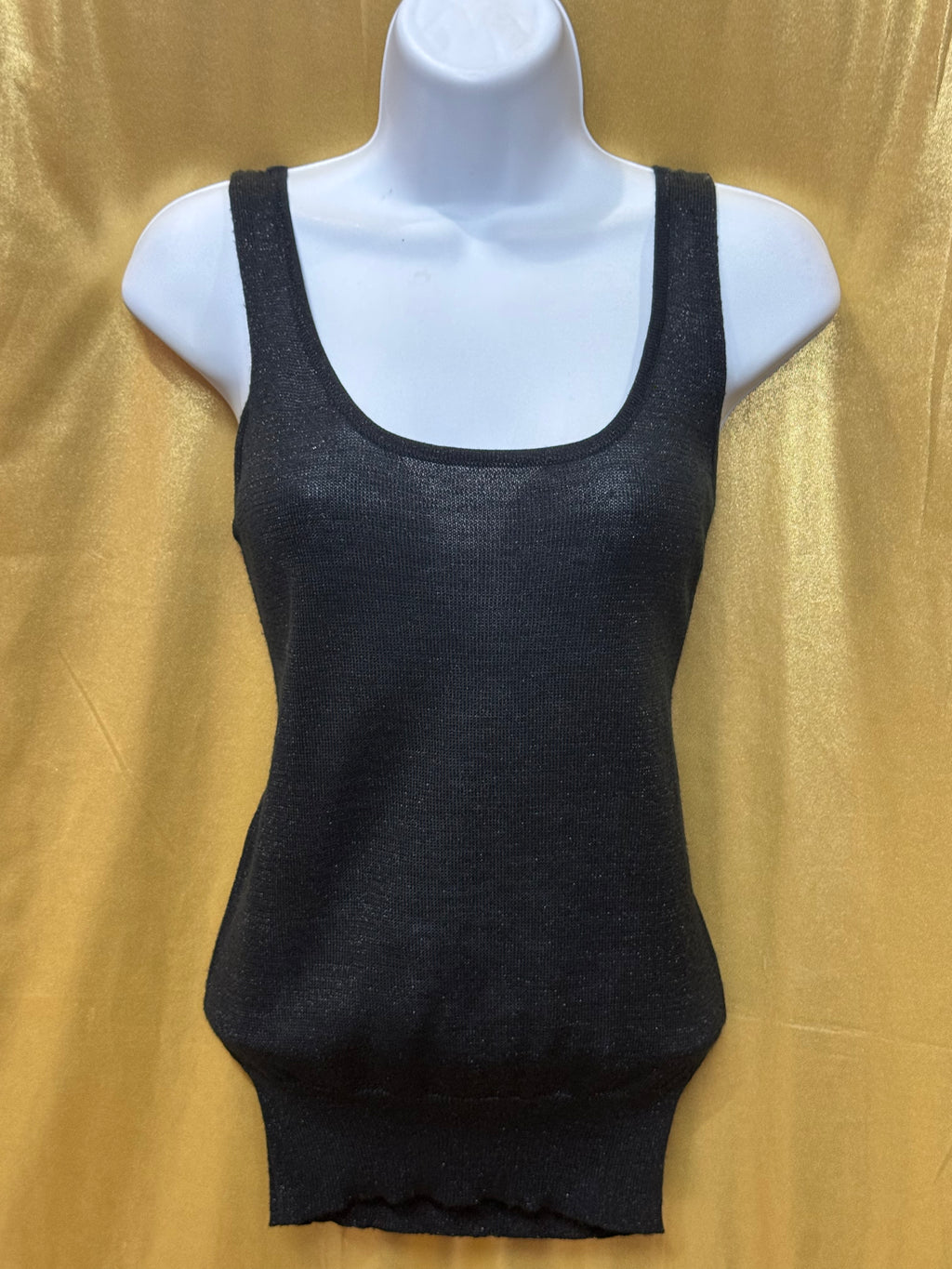 Vintage Evan-Picone Black Metallic Shimmer Knit Tank Top - Size M