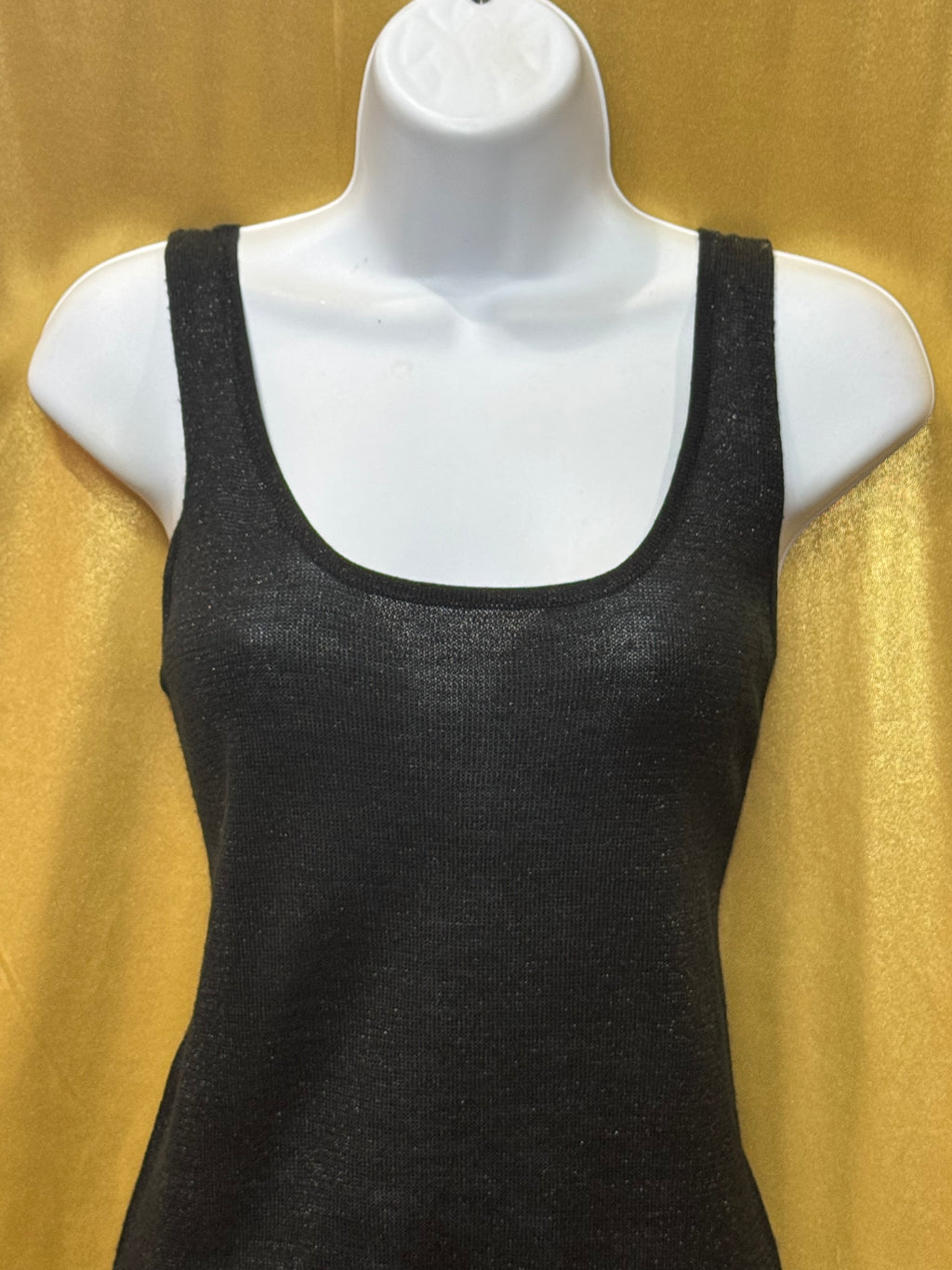 Vintage Evan-Picone Black Metallic Shimmer Knit Tank Top - Size M