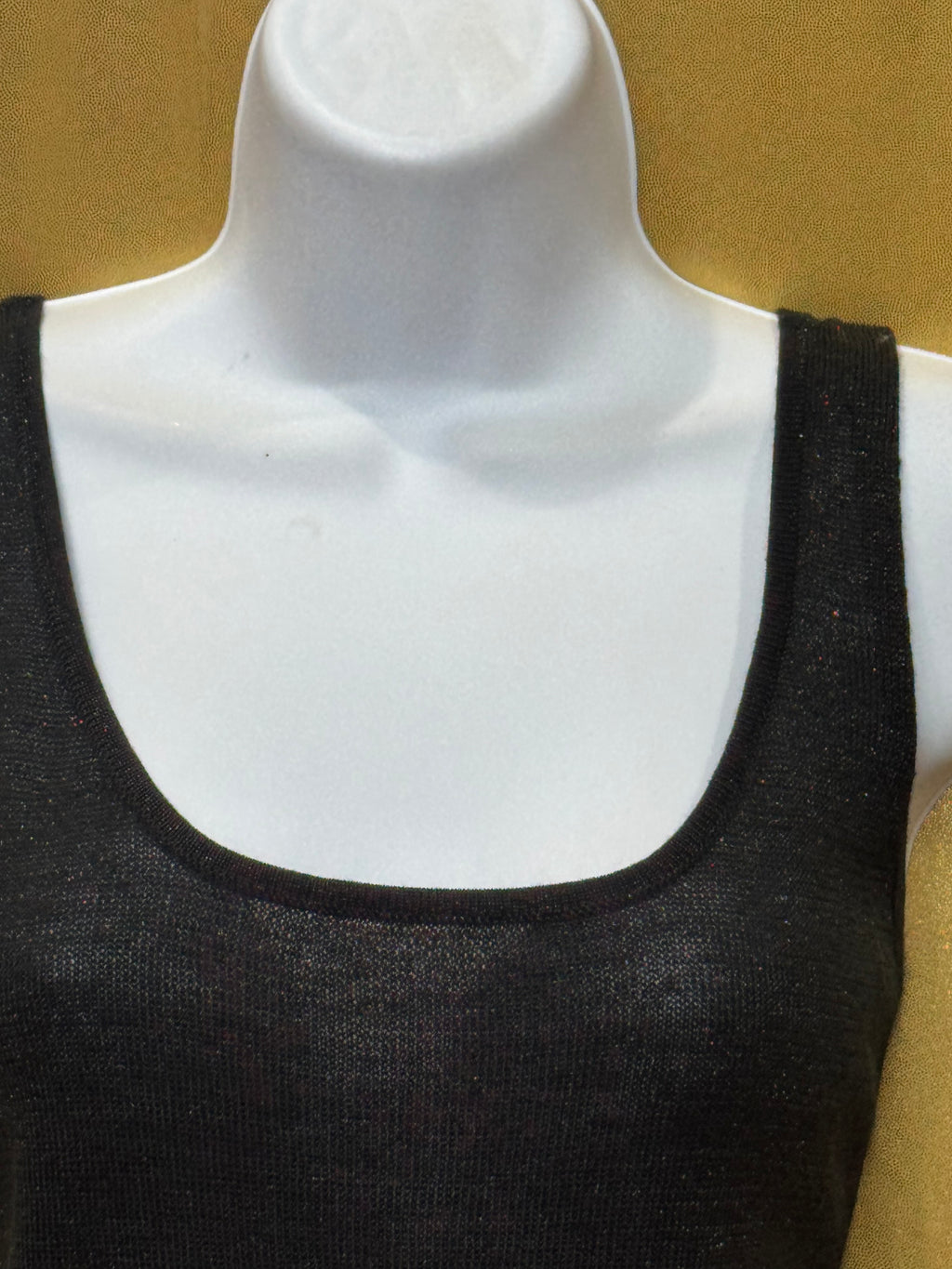 Vintage Evan-Picone Black Metallic Shimmer Knit Tank Top - Size M