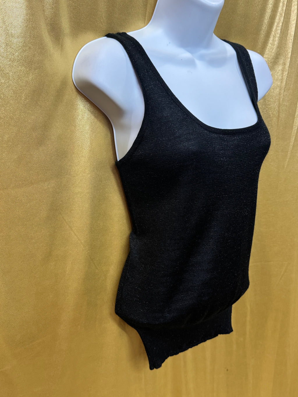 Vintage Evan-Picone Black Metallic Shimmer Knit Tank Top - Size M