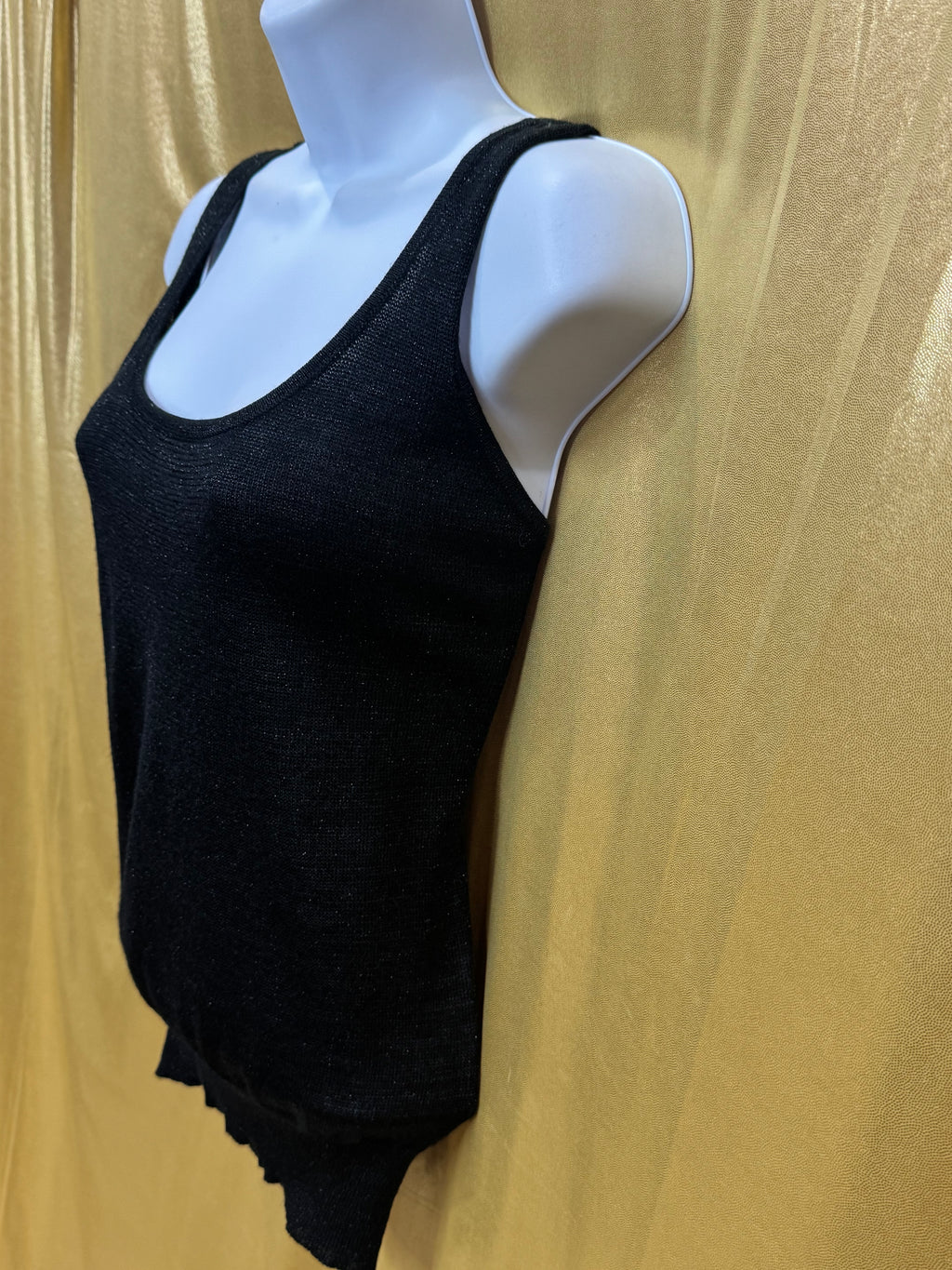 Vintage Evan-Picone Black Metallic Shimmer Knit Tank Top - Size M