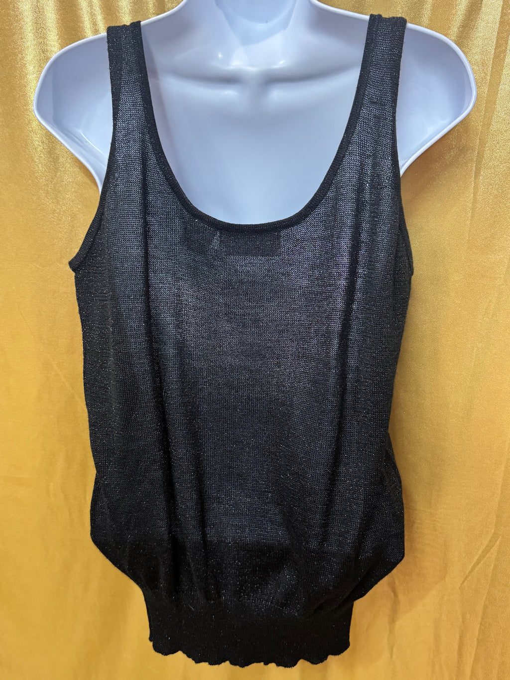 Vintage Evan-Picone Black Metallic Shimmer Knit Tank Top - Size M