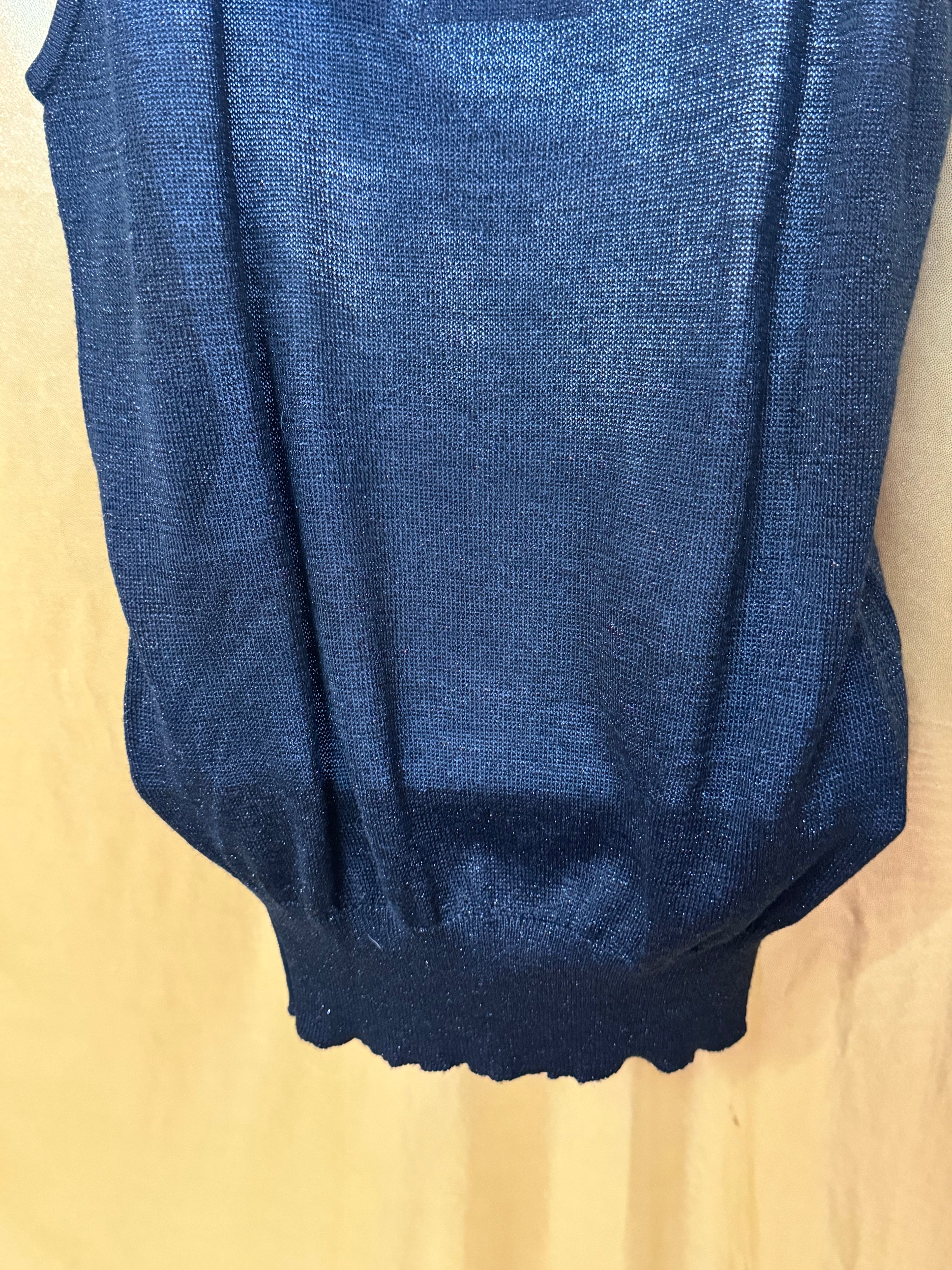 Vintage Evan-Picone Black Metallic Shimmer Knit Tank Top - Size M