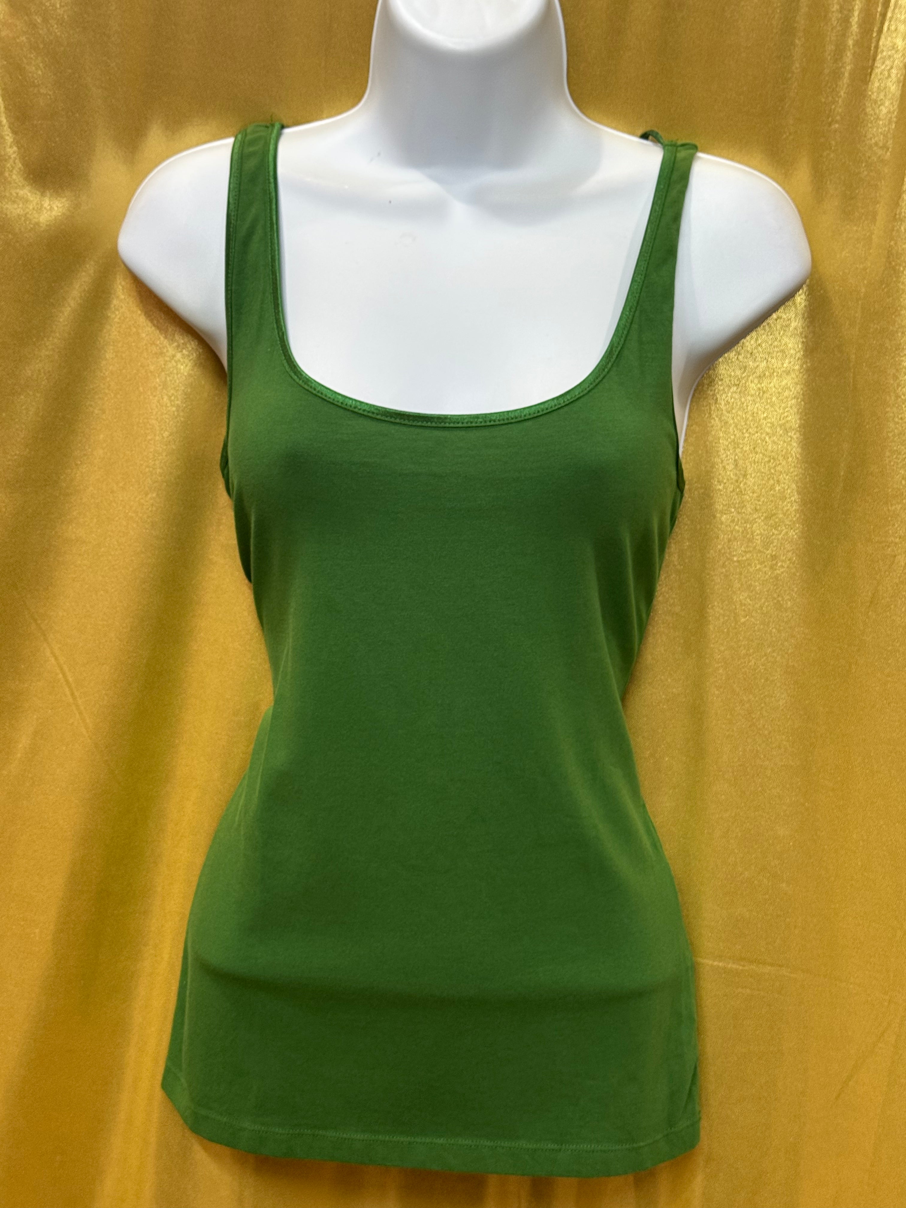 AK Anne Klein Green Scoop-Neck Tank Top | Cotton Blend Size Medium