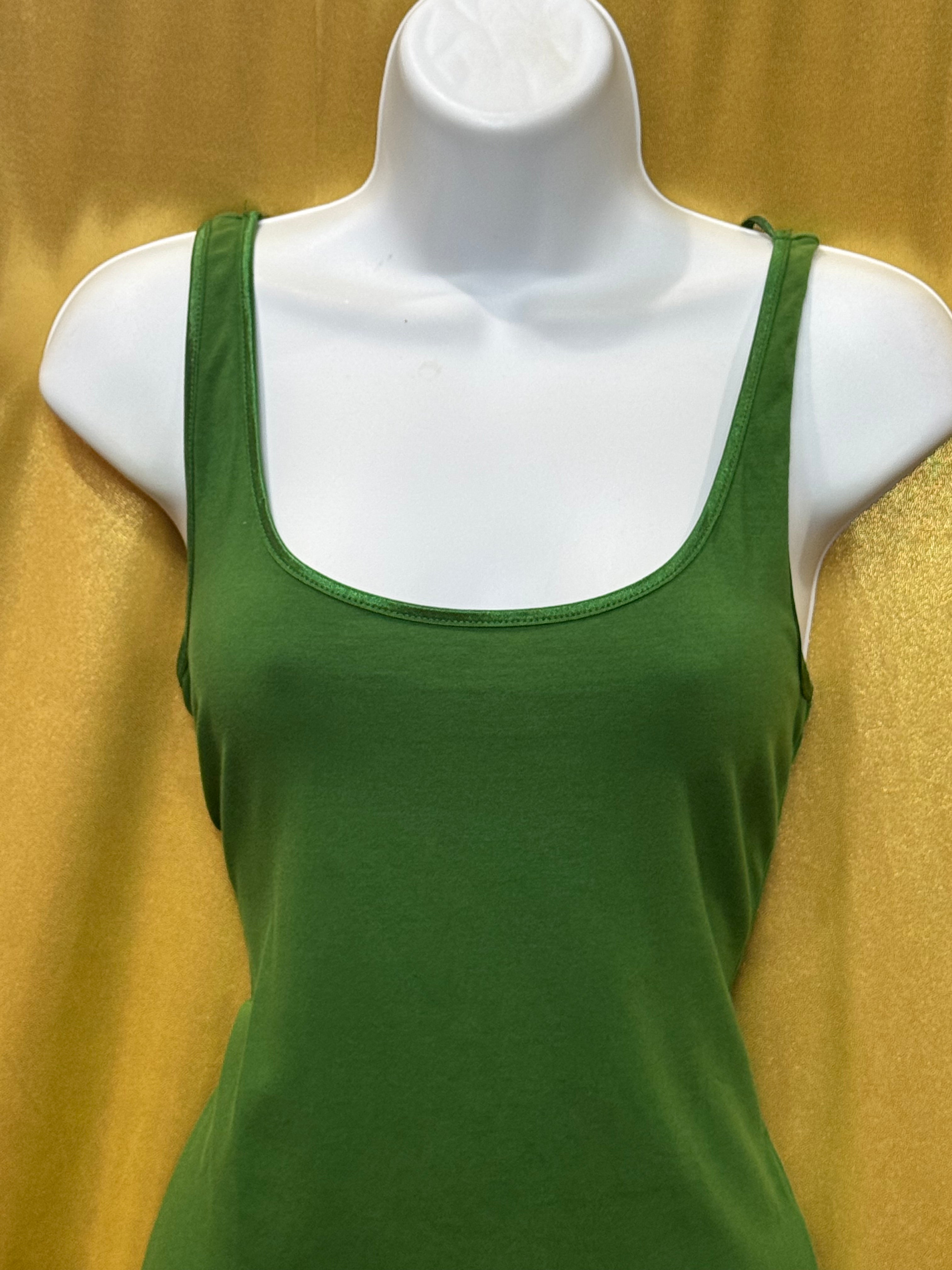 AK Anne Klein Green Scoop-Neck Tank Top | Cotton Blend Size Medium