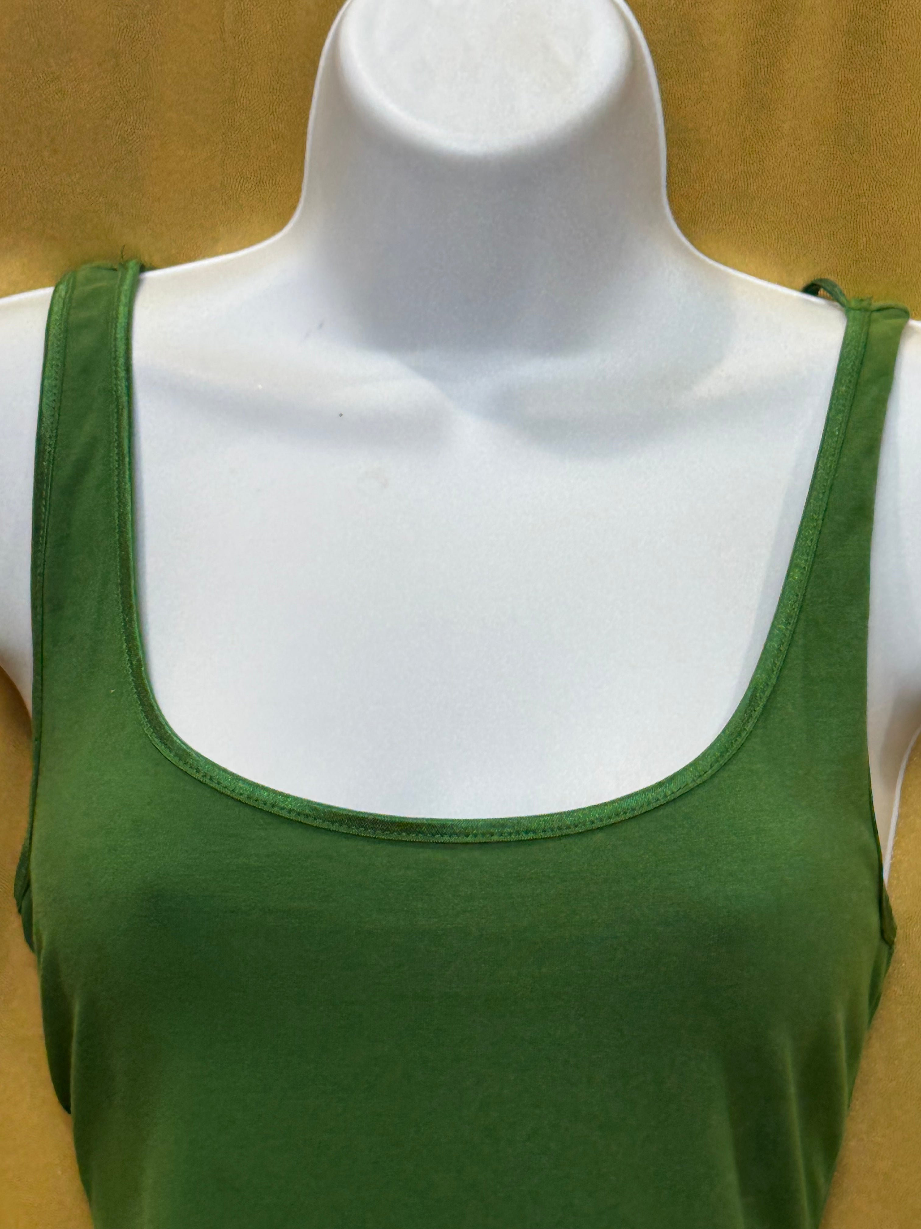 AK Anne Klein Green Scoop-Neck Tank Top | Cotton Blend Size Medium