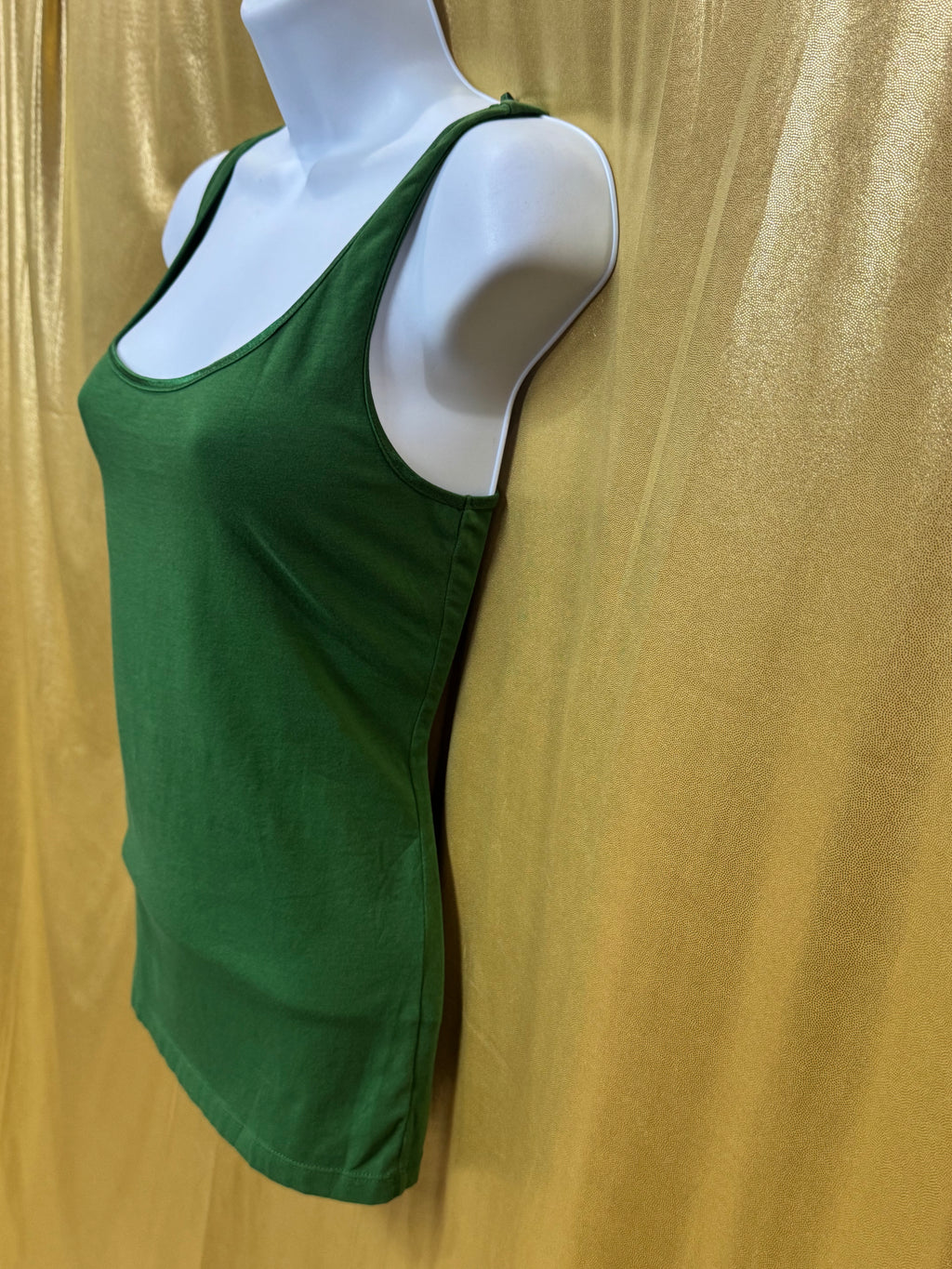 AK Anne Klein Green Scoop-Neck Tank Top | Cotton Blend Size Medium