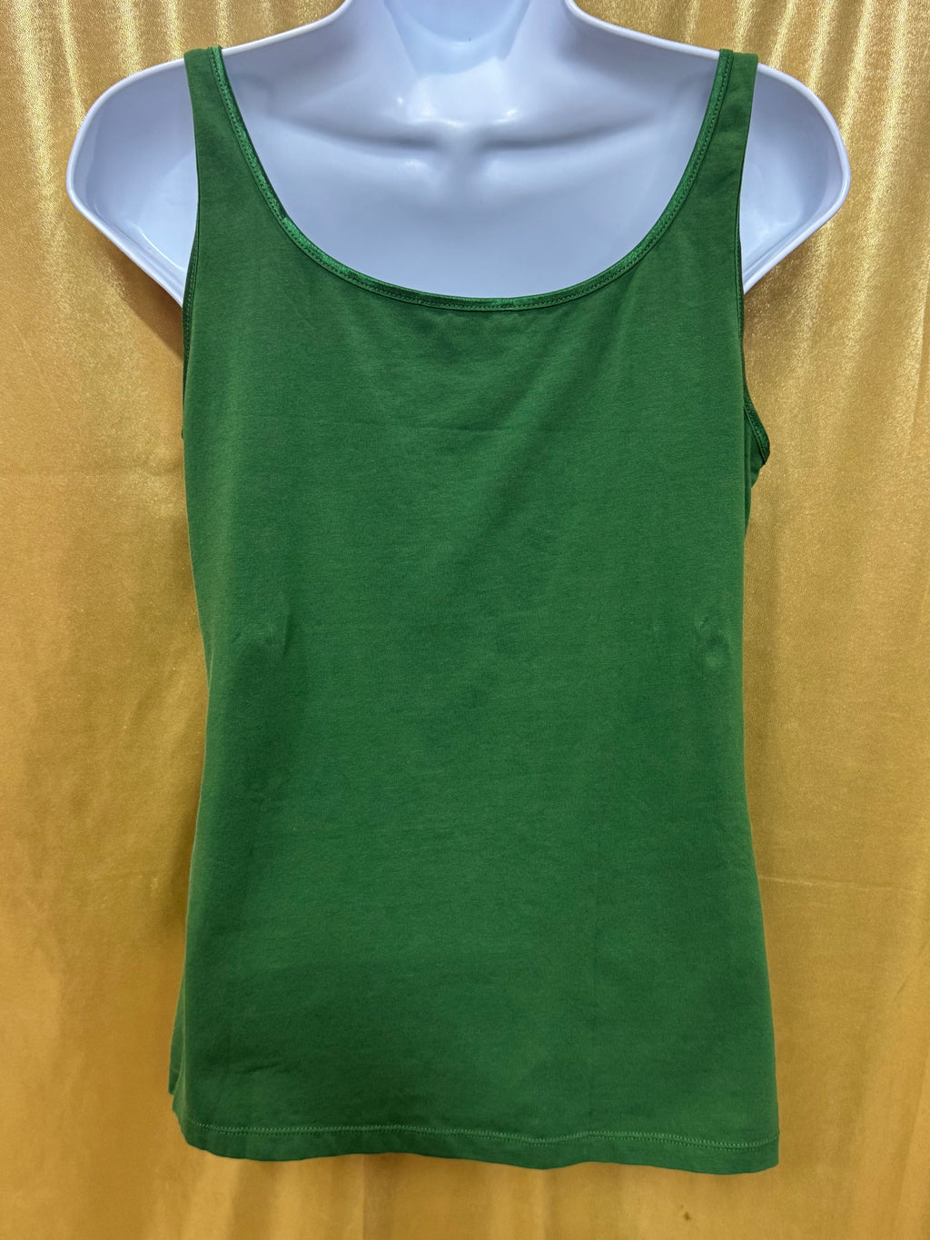 AK Anne Klein Green Scoop-Neck Tank Top | Cotton Blend Size Medium