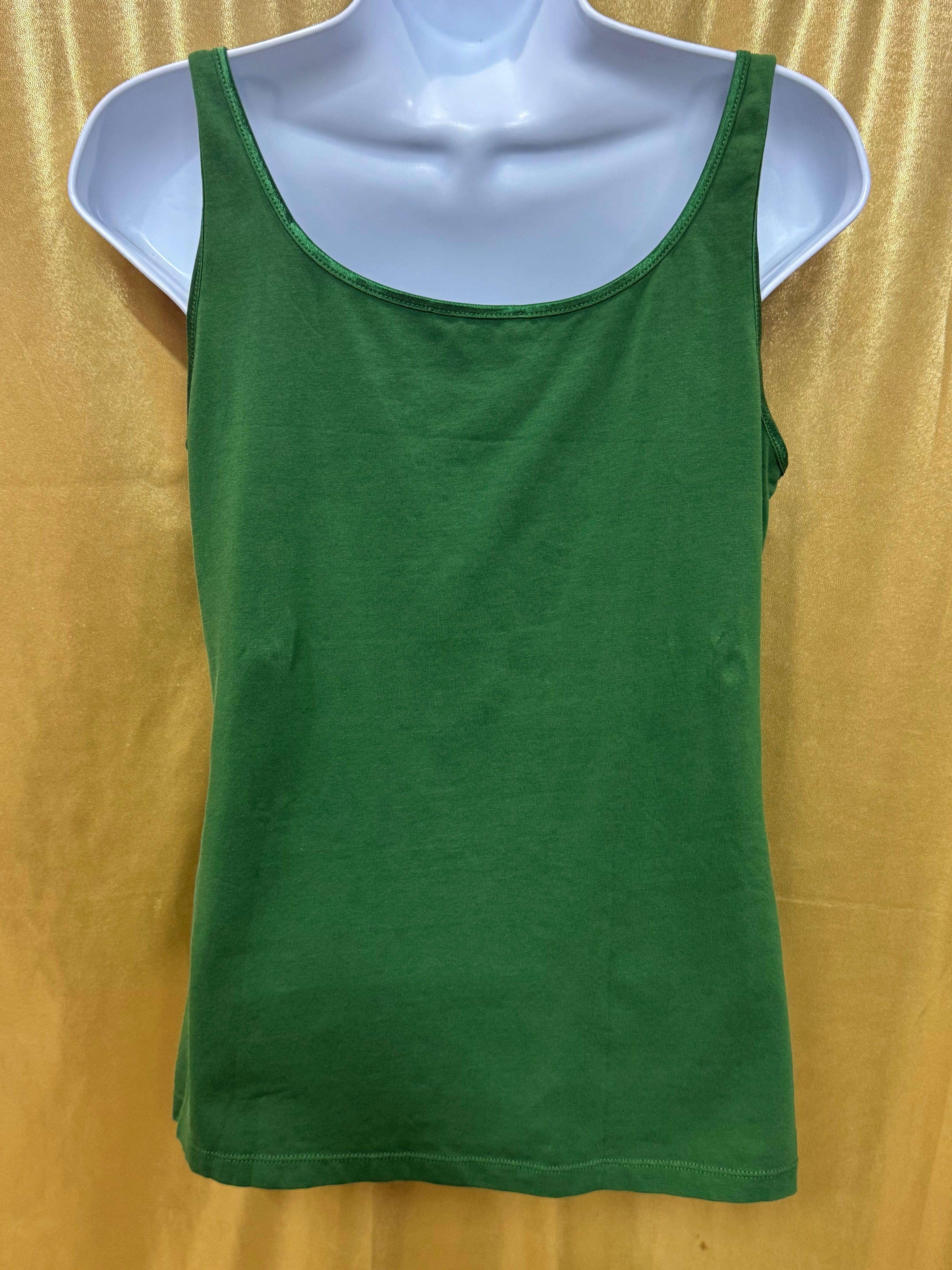 AK Anne Klein Green Scoop-Neck Tank Top | Cotton Blend Size Medium