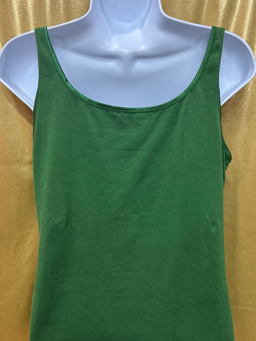 AK Anne Klein Green Scoop-Neck Tank Top | Cotton Blend Size Medium