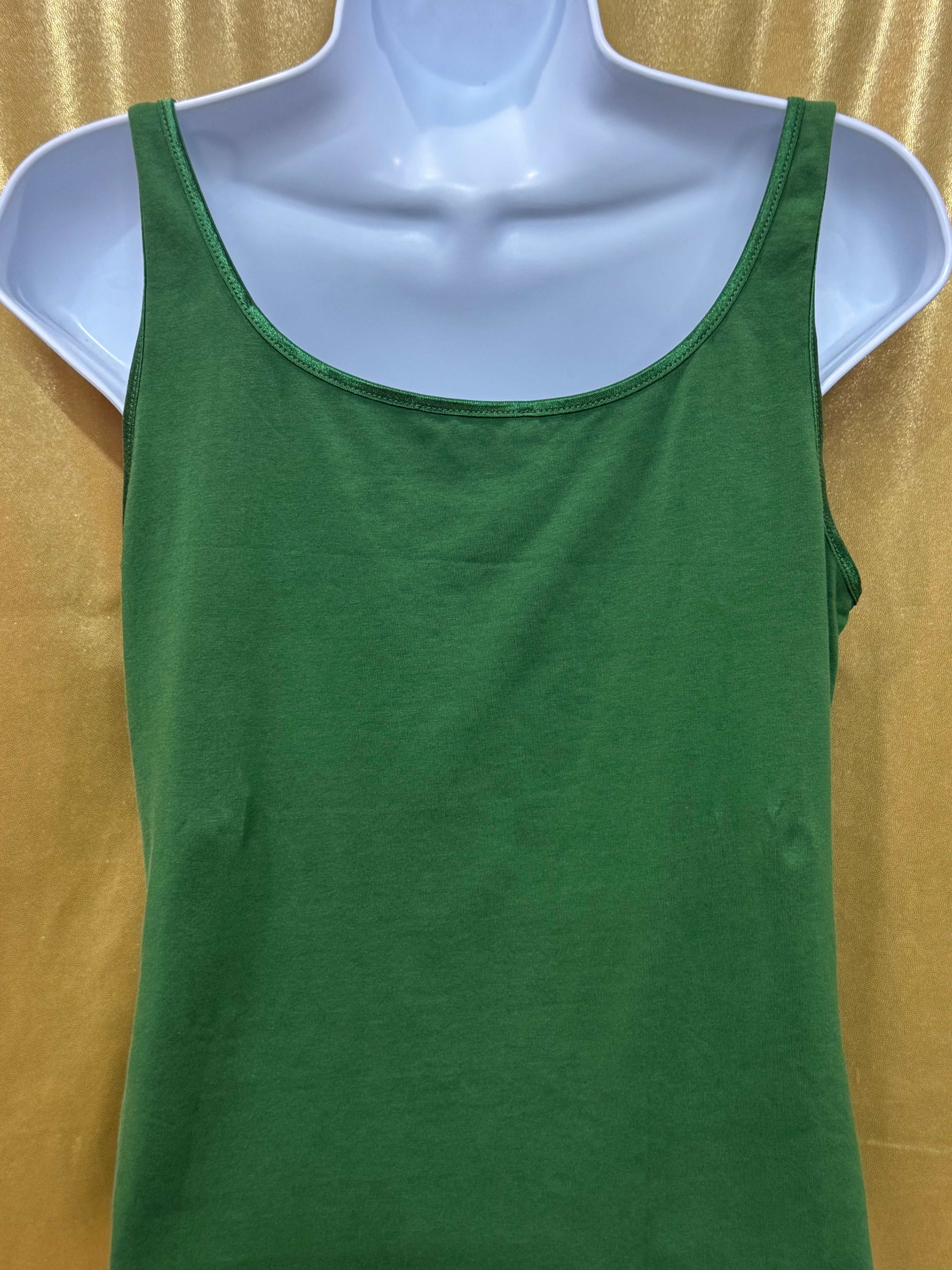 AK Anne Klein Green Scoop-Neck Tank Top | Cotton Blend Size Medium