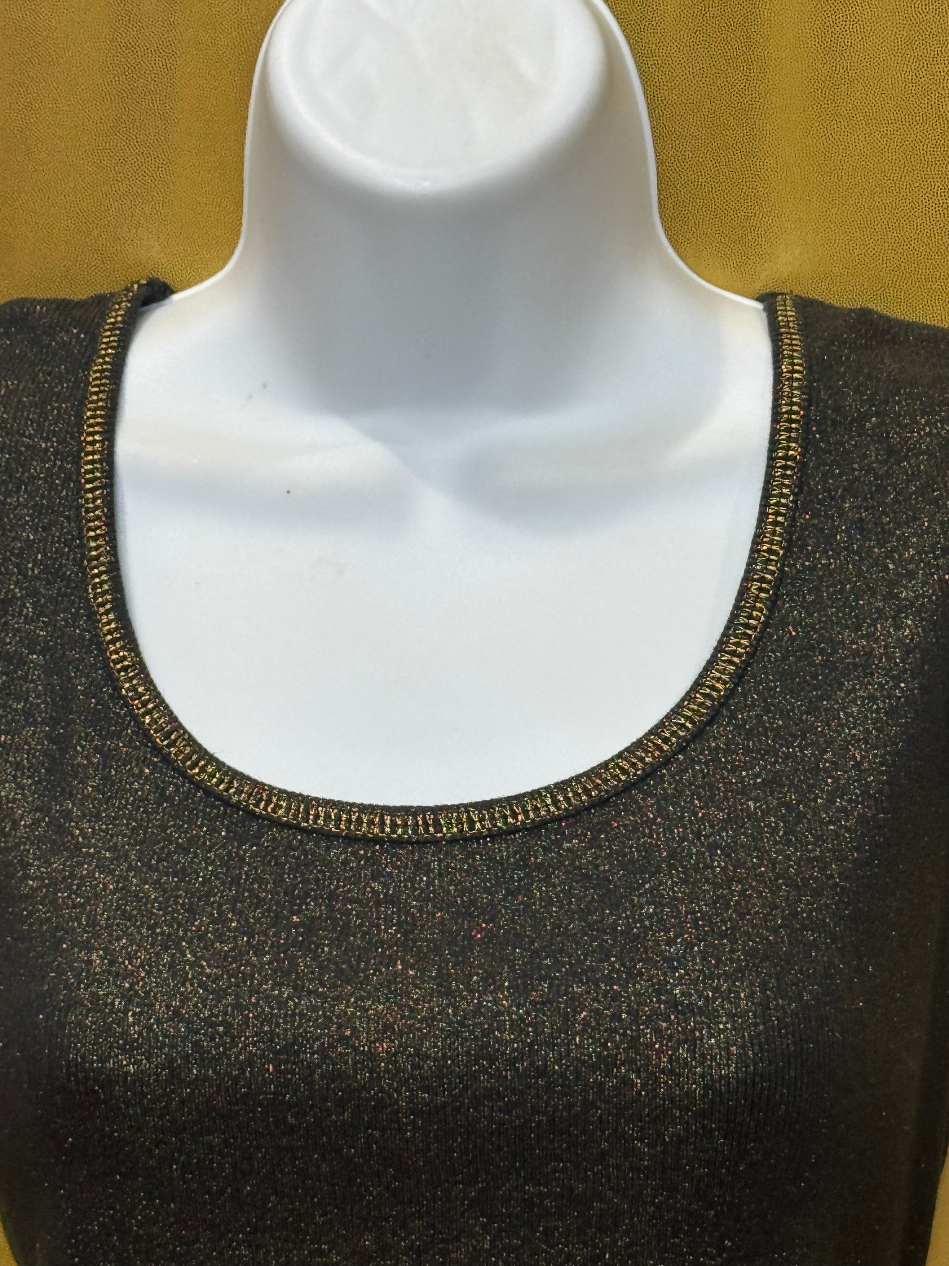 Carolyn Taylor Black Metallic Glitter Scoop Neck Tank Top - Size M