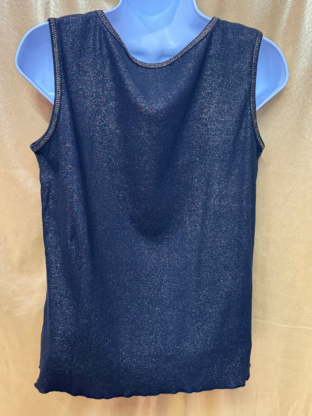 Carolyn Taylor Black Metallic Glitter Scoop Neck Tank Top - Size M