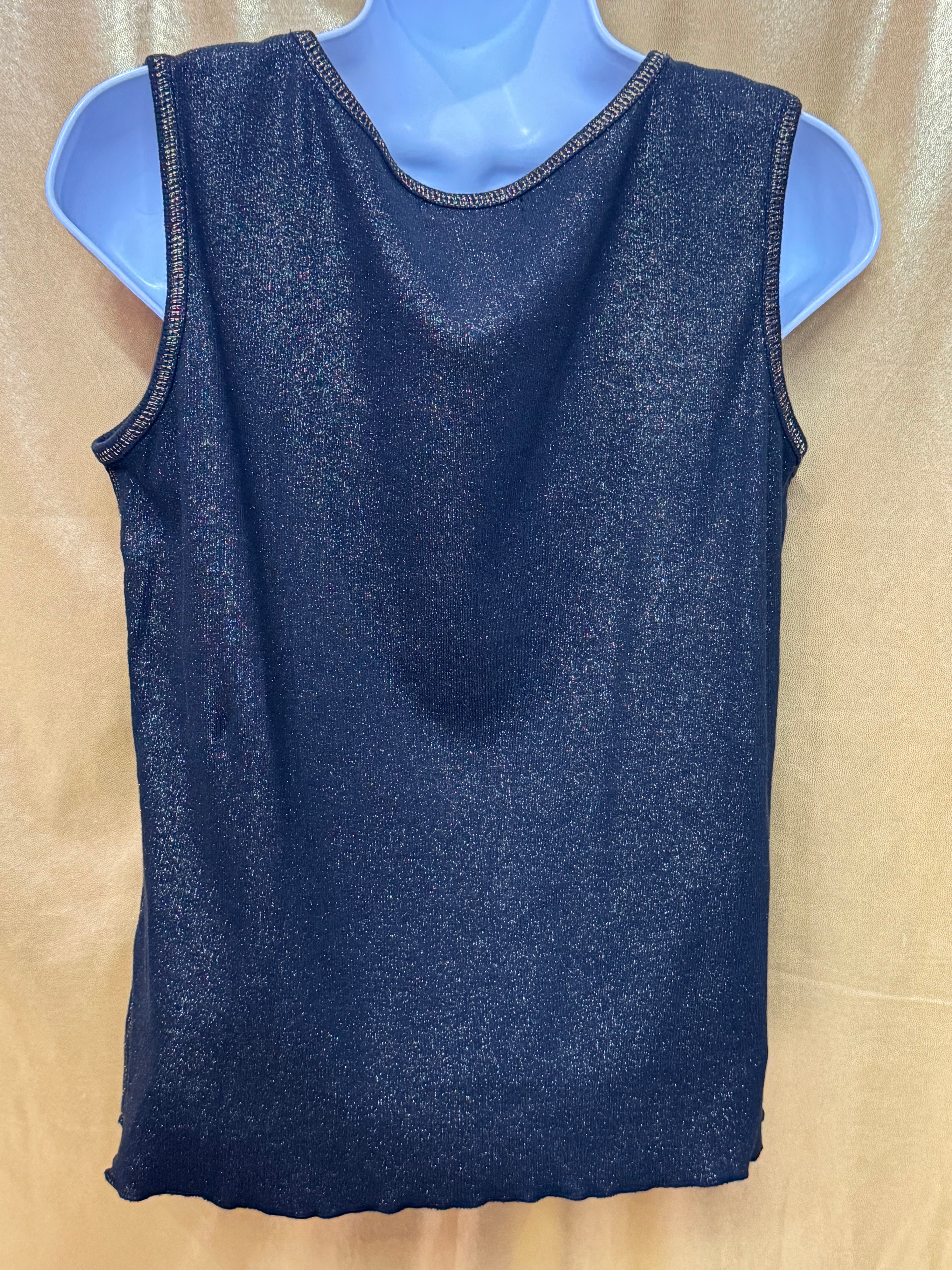 Carolyn Taylor Black Metallic Glitter Scoop Neck Tank Top - Size M