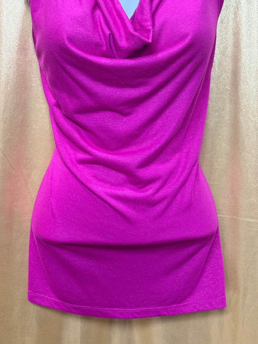Cable & Gauge Magenta Pink Shimmer Cowl Neck Sleeveless Top - Size M