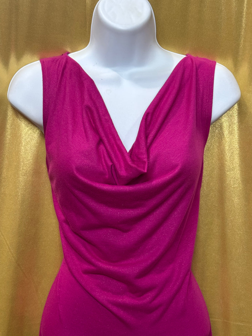 Cable & Gauge Magenta Pink Shimmer Cowl Neck Sleeveless Top - Size M