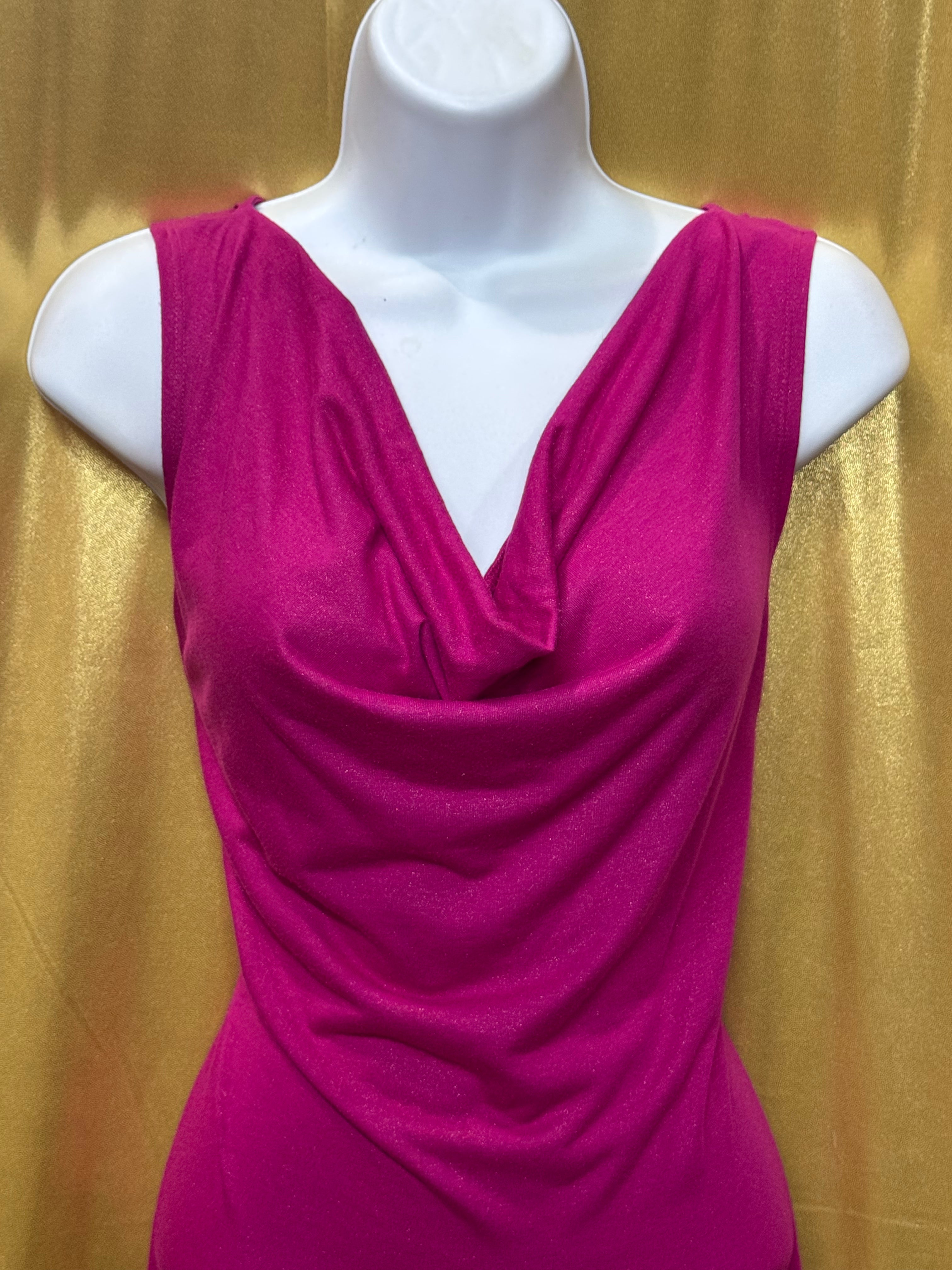 Cable & Gauge Magenta Pink Shimmer Cowl Neck Sleeveless Top - Size M