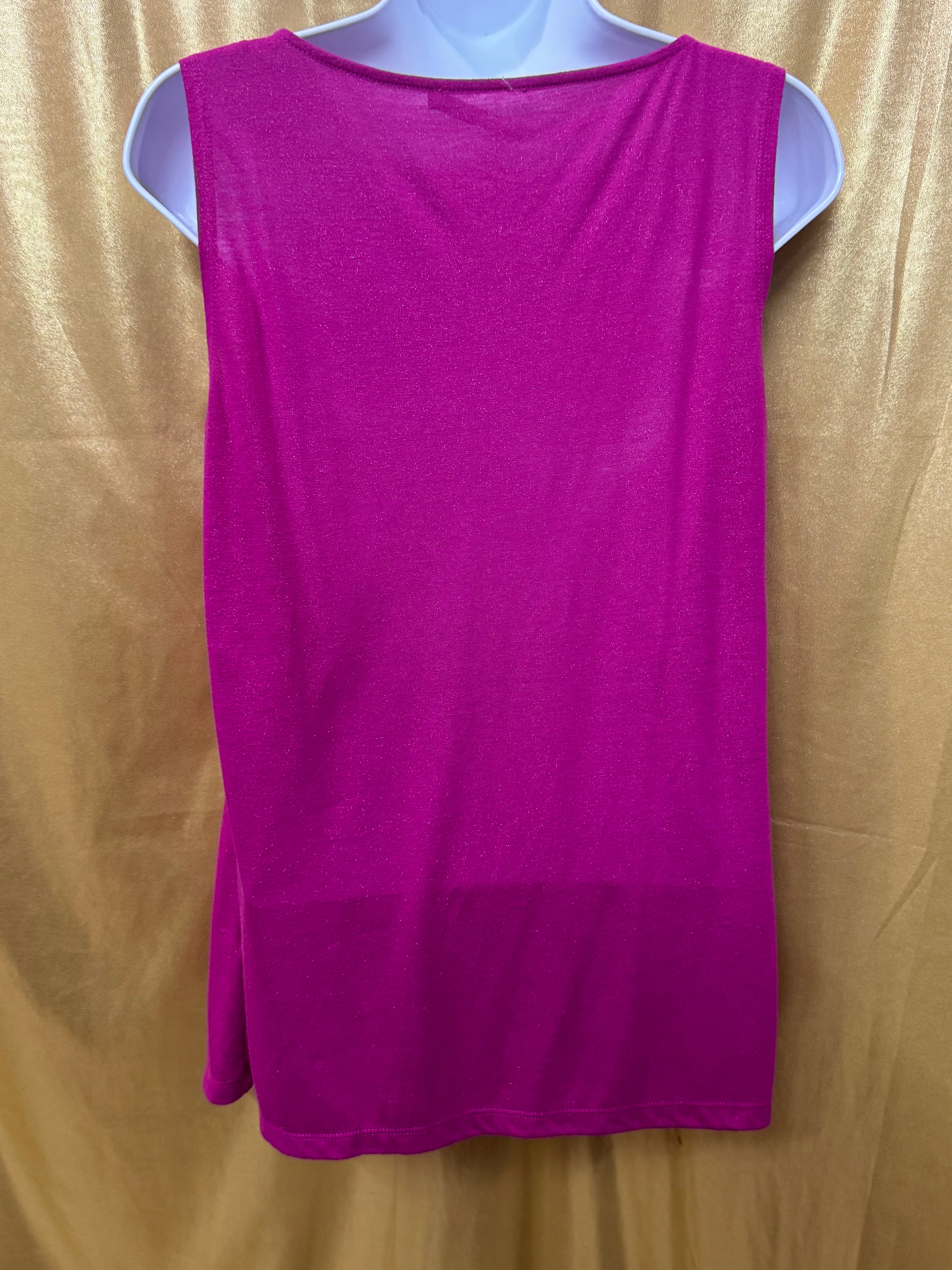 Cable & Gauge Magenta Pink Shimmer Cowl Neck Sleeveless Top - Size M