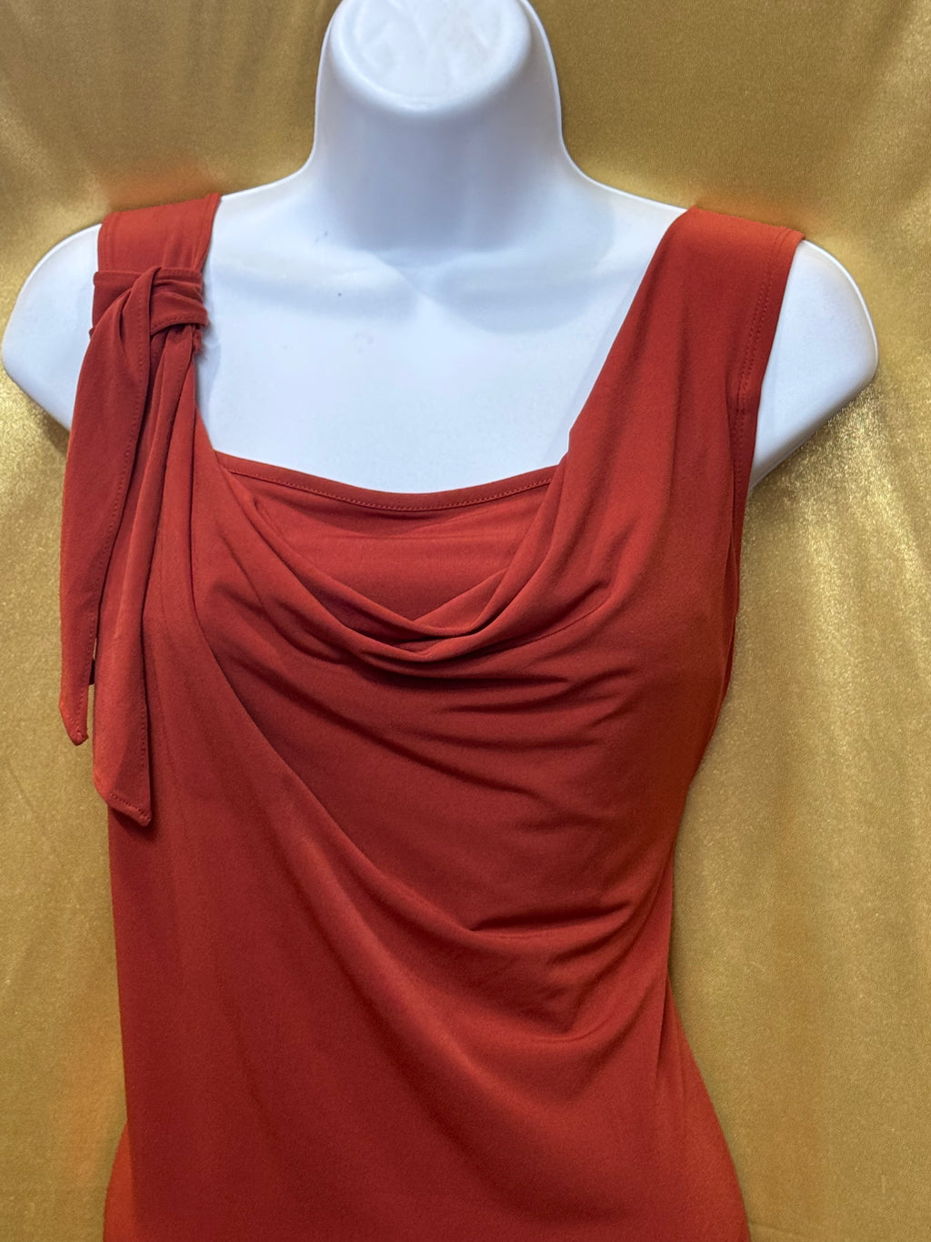 Simply Vera Vera Wang Rust Red Cowl Neck Sleeveless Top - Size M