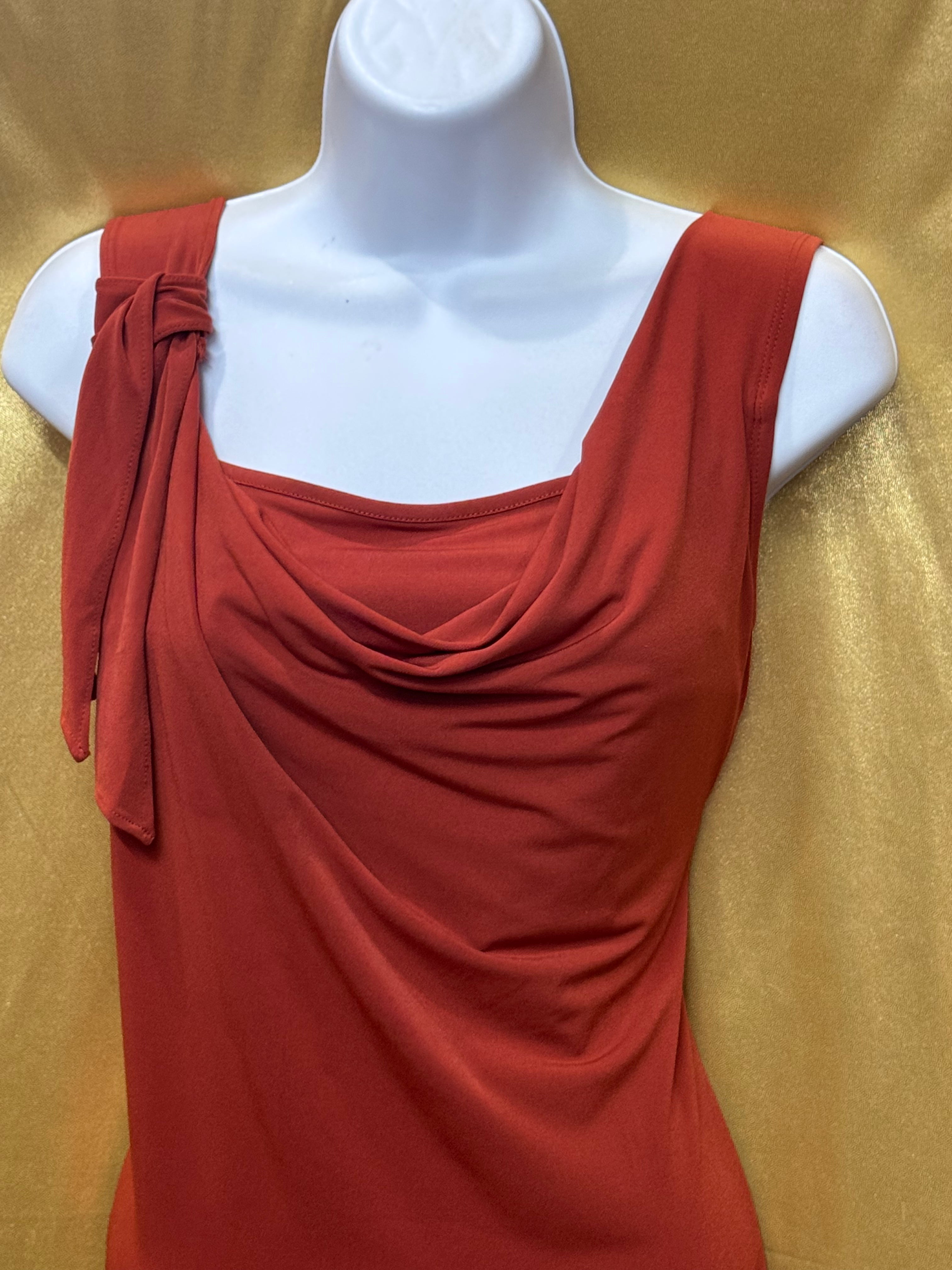 Simply Vera Vera Wang Rust Red Cowl Neck Sleeveless Top - Size M