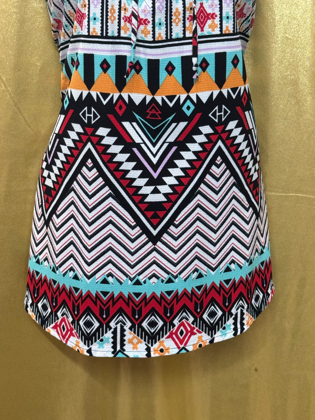 Self Esteem Southwestern Print Lace Up Tank Tunic Top Medium