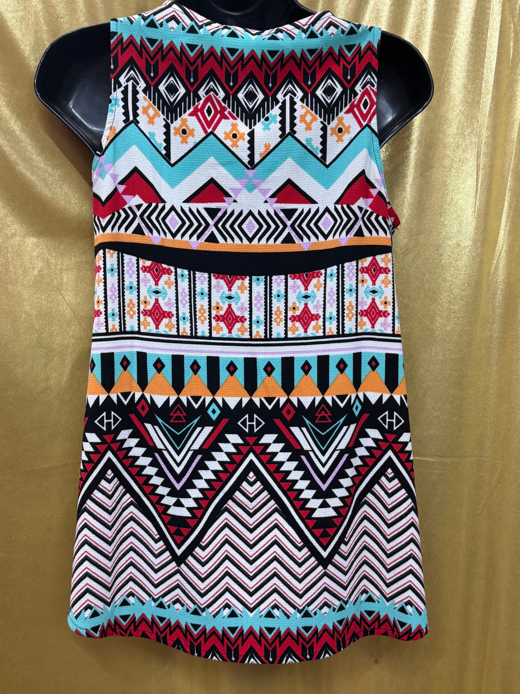 Self Esteem Southwestern Print Lace Up Tank Tunic Top Medium