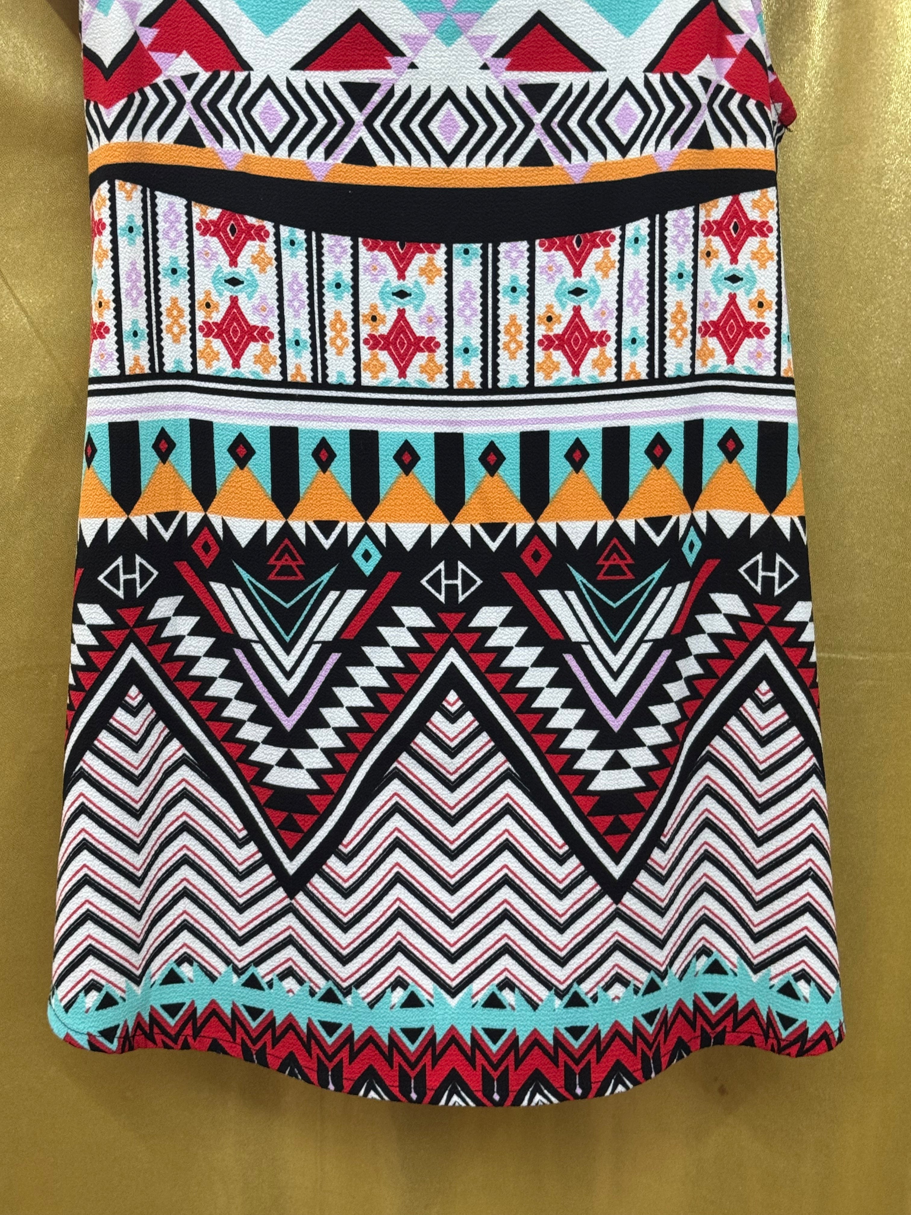 Self Esteem Southwestern Print Lace Up Tank Tunic Top Medium