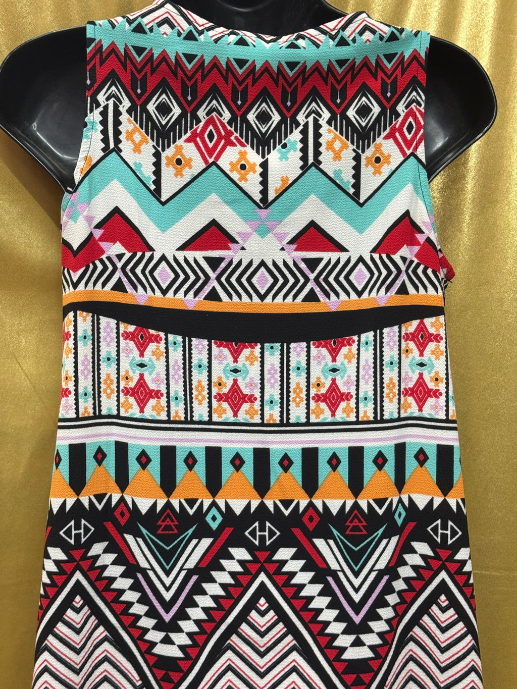Self Esteem Southwestern Print Lace Up Tank Tunic Top Medium