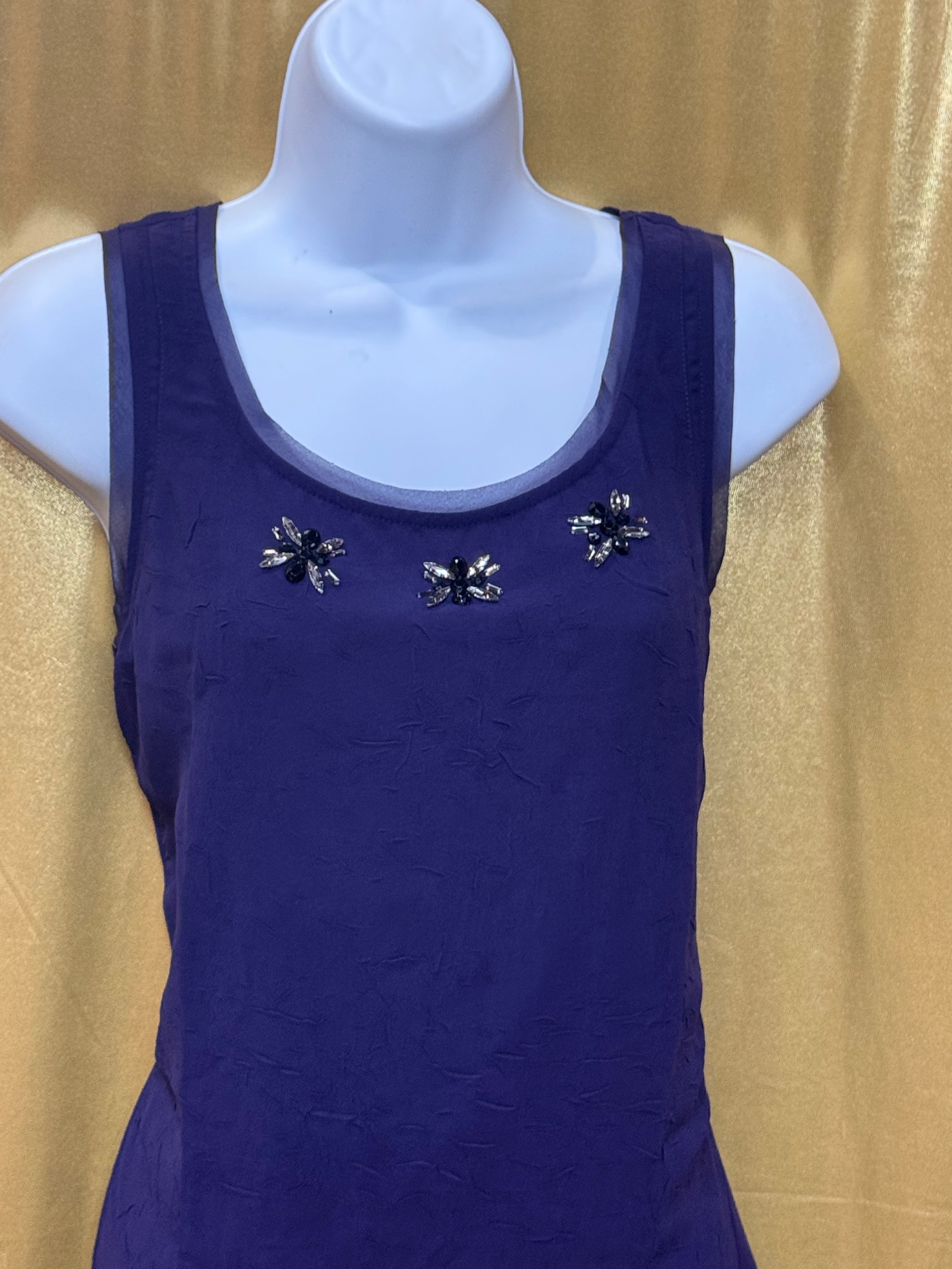 Simply Vera Vera Wang Purple Beaded Scoop Neck Tank Top, Size M