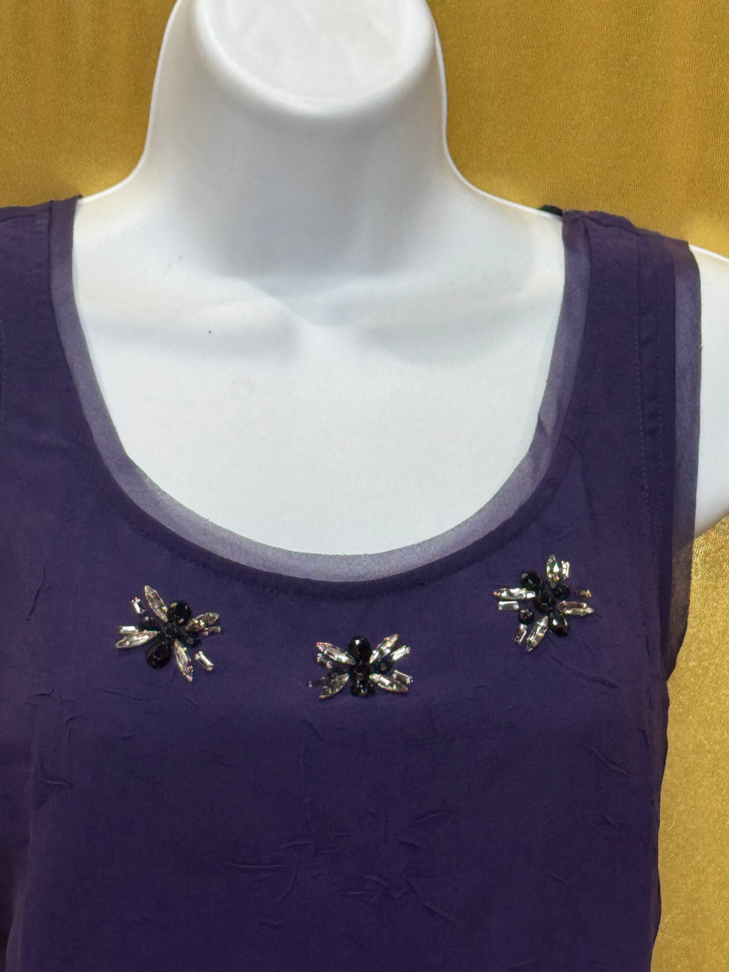 Simply Vera Vera Wang Purple Beaded Scoop Neck Tank Top, Size M