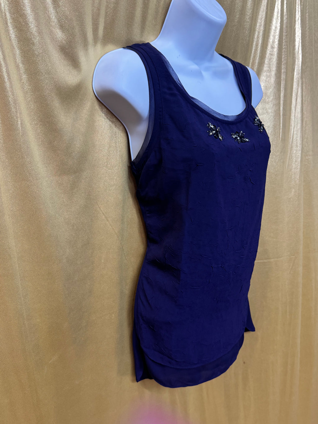 Simply Vera Vera Wang Purple Beaded Scoop Neck Tank Top, Size M